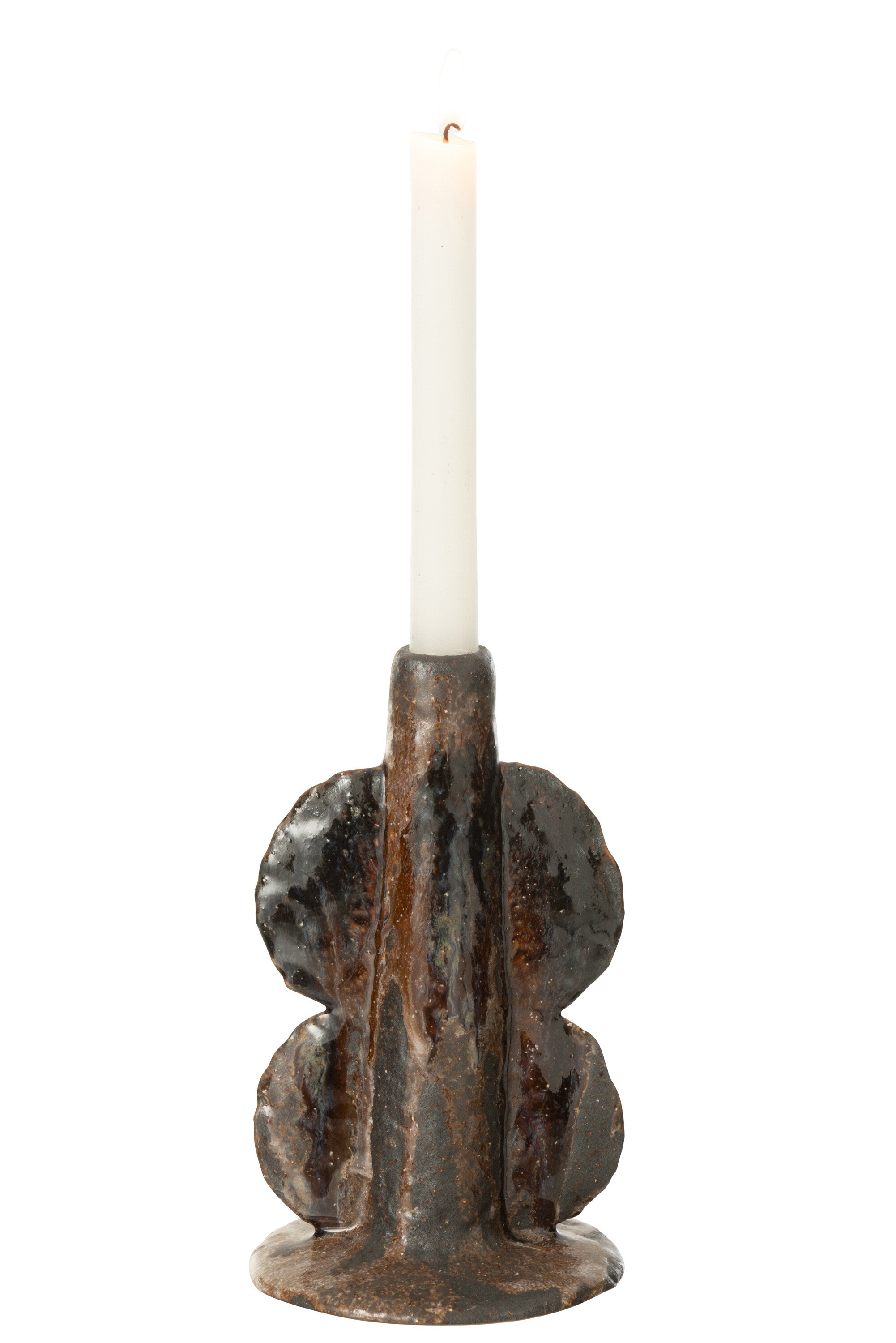 J-Line vaas Naga - keramiek - zwart bruin - small - 20 cm ho