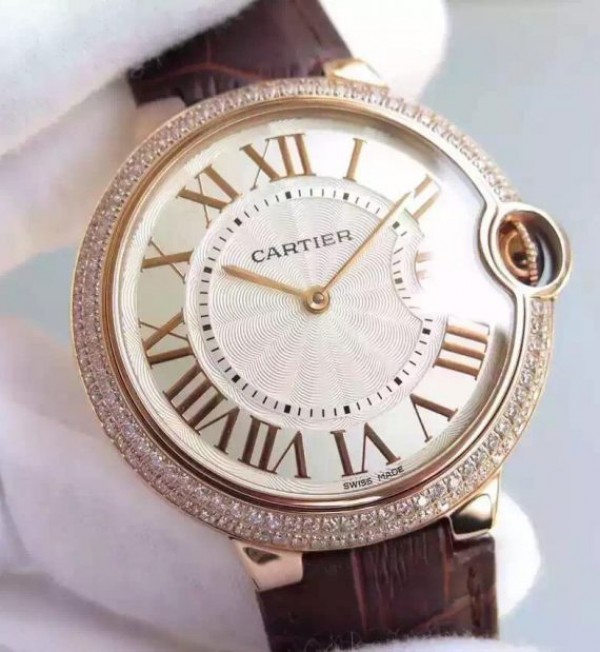 Replica Cartier Ballon Bleu 40mm RG Diamonds Bezel Whit Dial RG Mark MIYOTA9015 - Top club