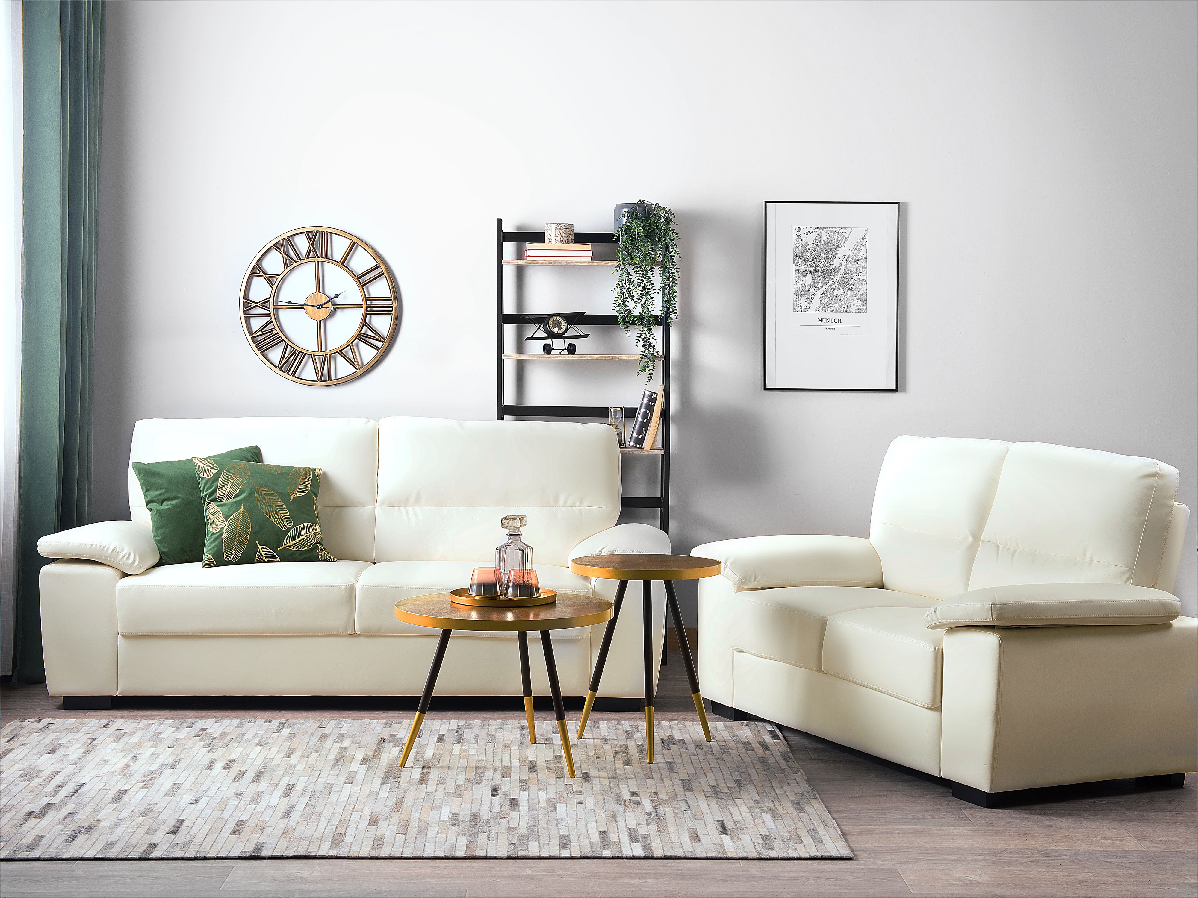 Living Room Set 5 Seater VOGAR Faux Leather Off-White