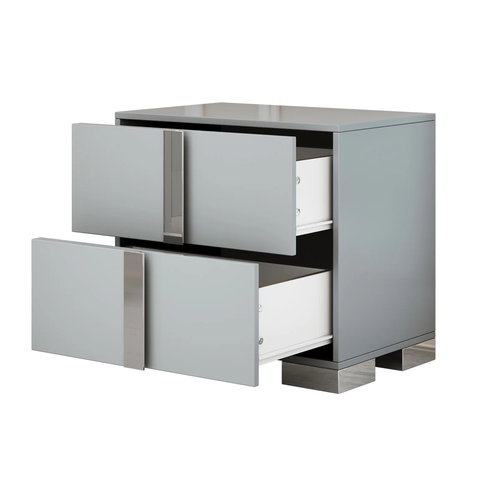 Elegant Nightstand with Metal Handle, Mirrored Bedside Table with 2 Drawers for Bedroom, Living Room, End Sofa Side Table for Living Room, Office, White - Image 21