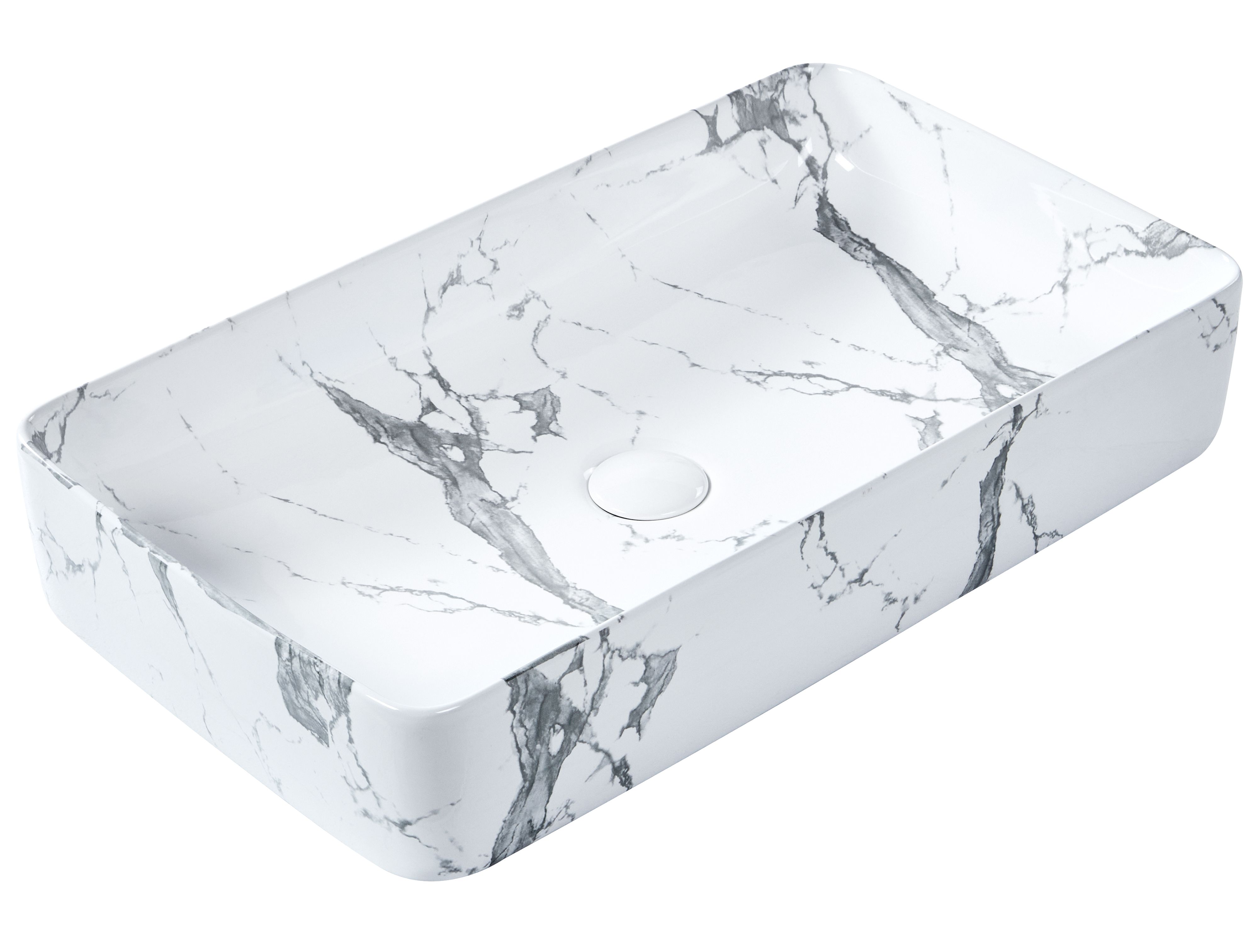 Countertop Basin IPALA 620 x 350 mm Ceramic White Marble