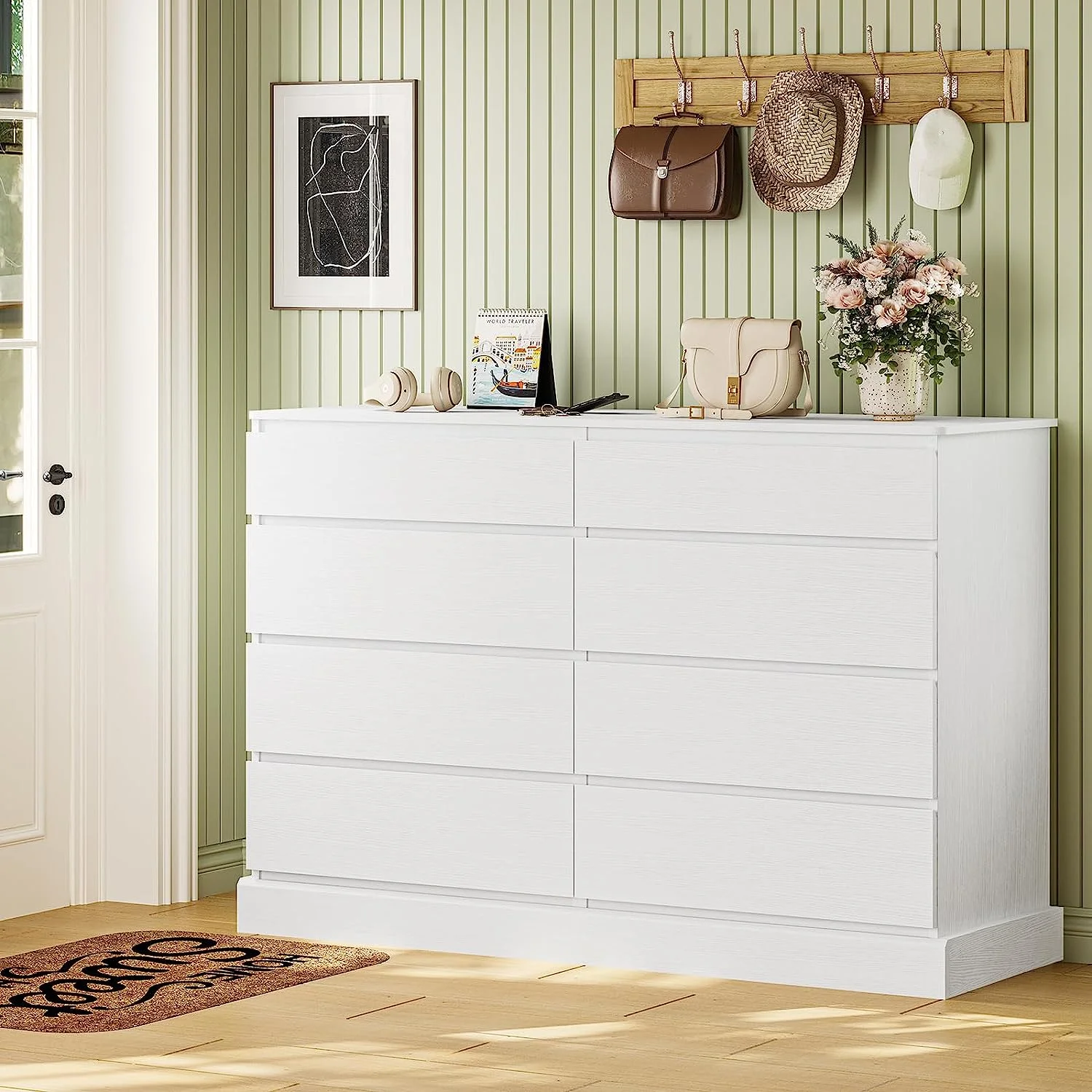 8 Drawers Double Dresser Wooden Black Chest of Drawers for Bedroom, Large Storage Cabinet for Home Living Room - Image 13
