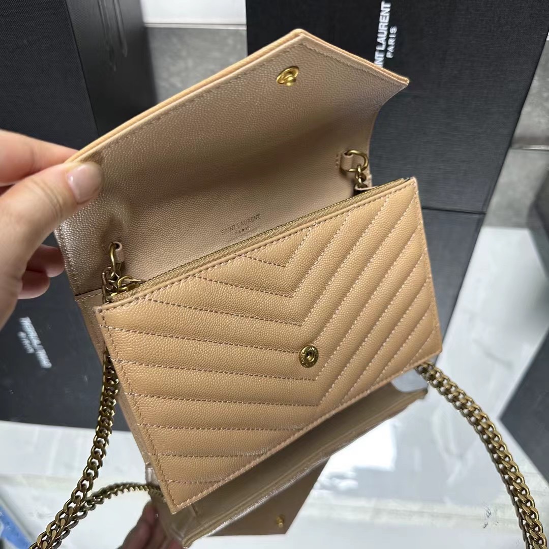 YSL Chain Shoulder Bag- Beige Leather & Gold Hardware1:1High-quality replica