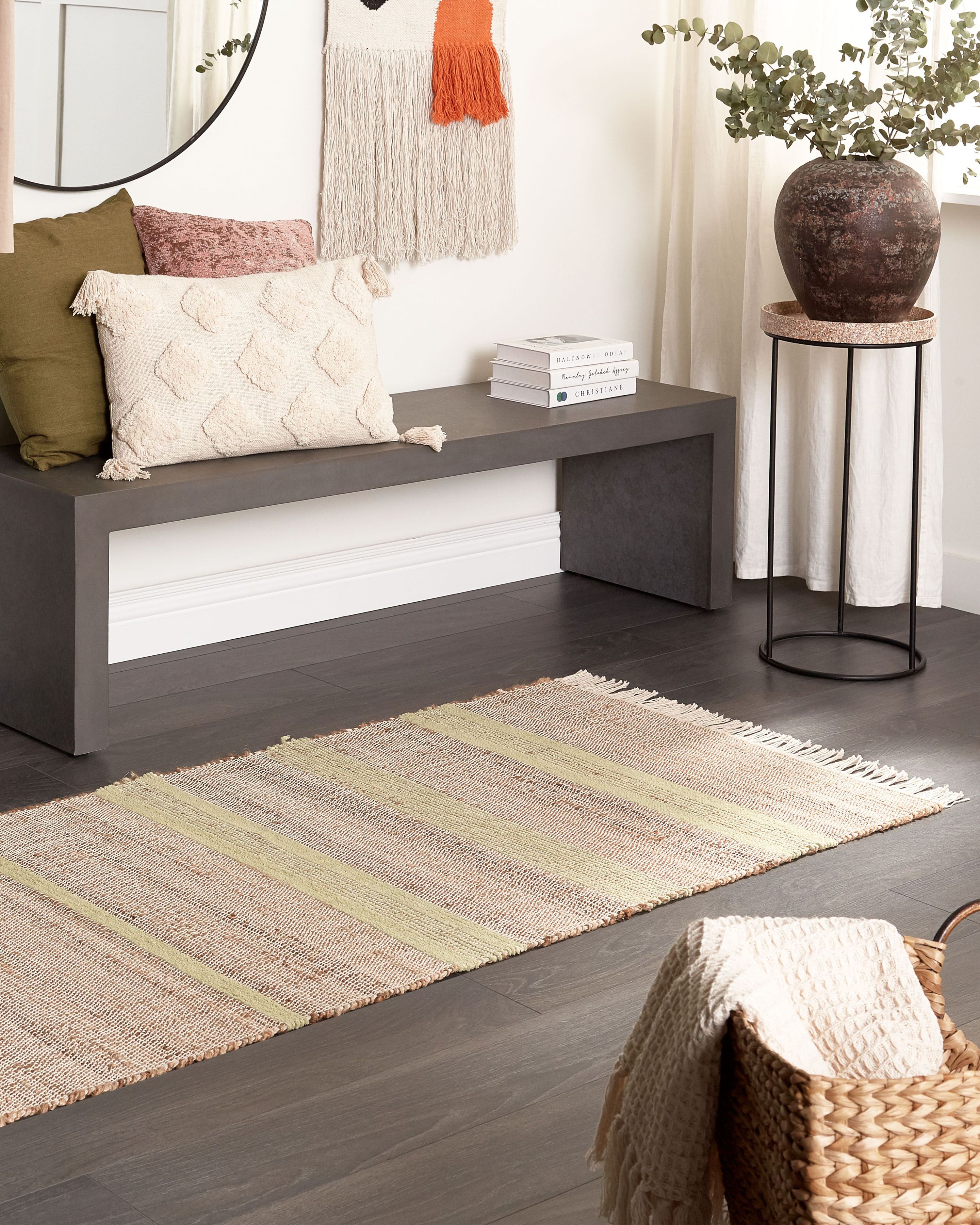 Rug TALPUR Light Green 80 x 300 cm Jute