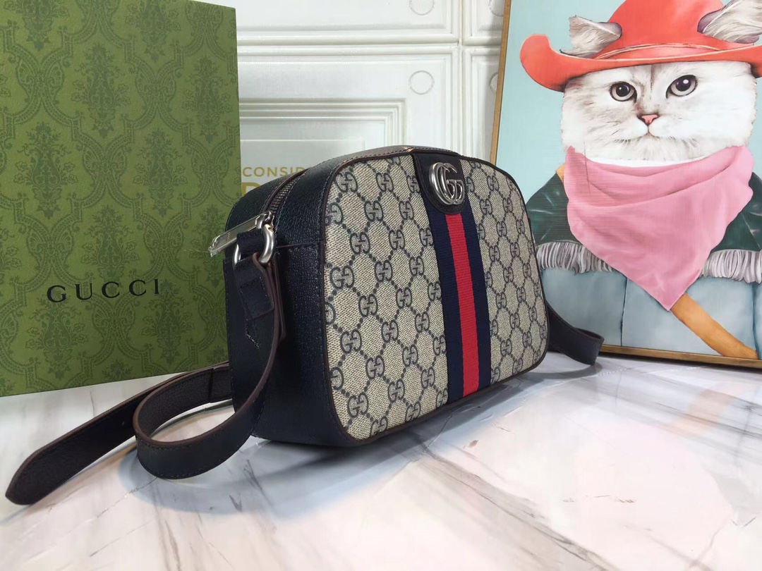 Replica Gucci Ophidia Double G Shoulder Bag- Black/White1:1High-quality replica