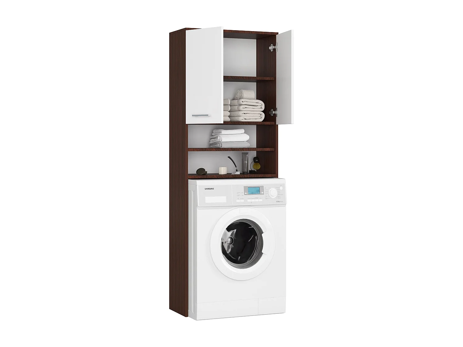 Meuble de rangement pour machine à laver, 2 portes, 64 x 30 x 190 cm