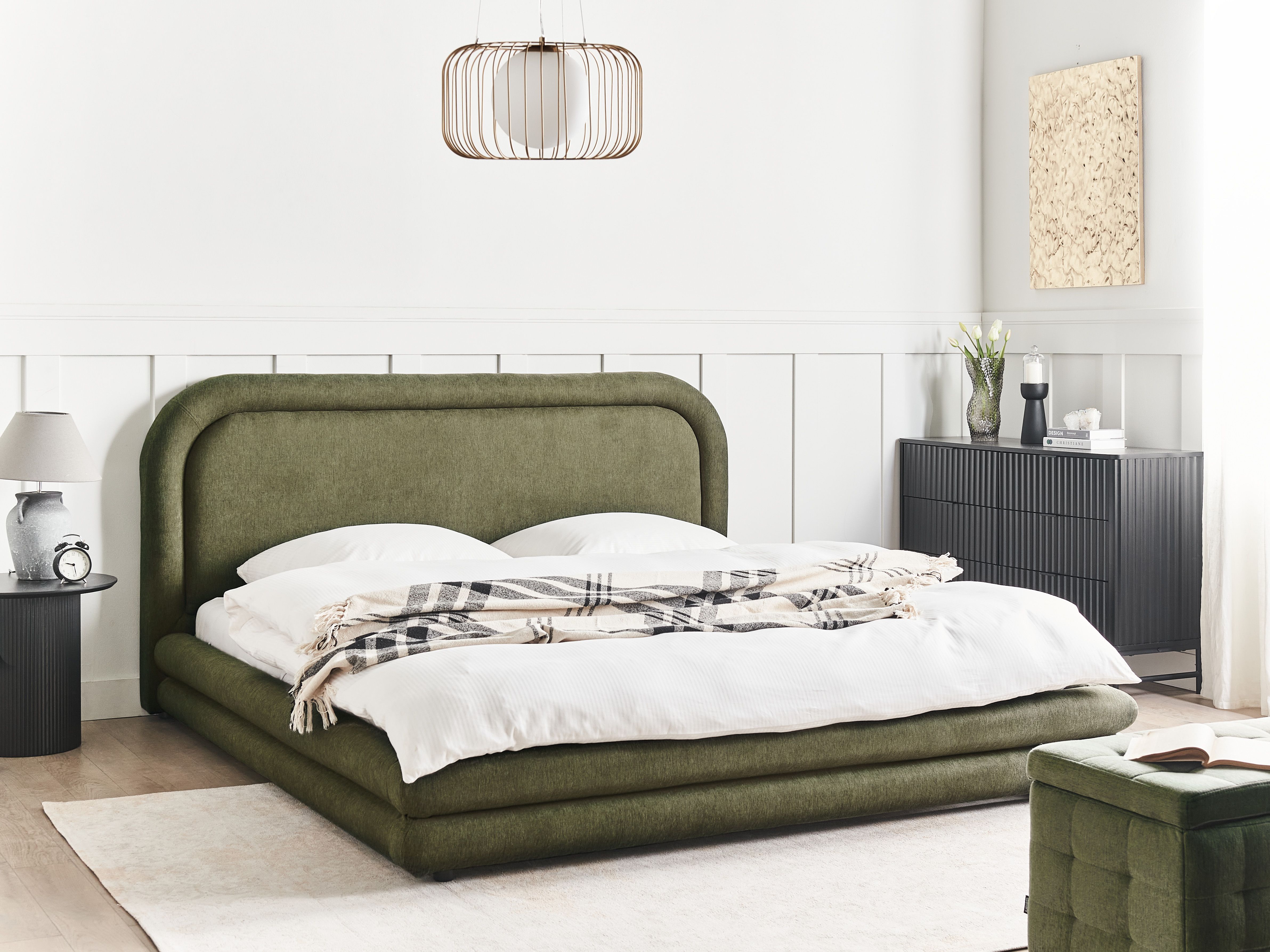 Waterbed Faux Linen LAVARDENS 180 x 200 cm (EU Super King) Green