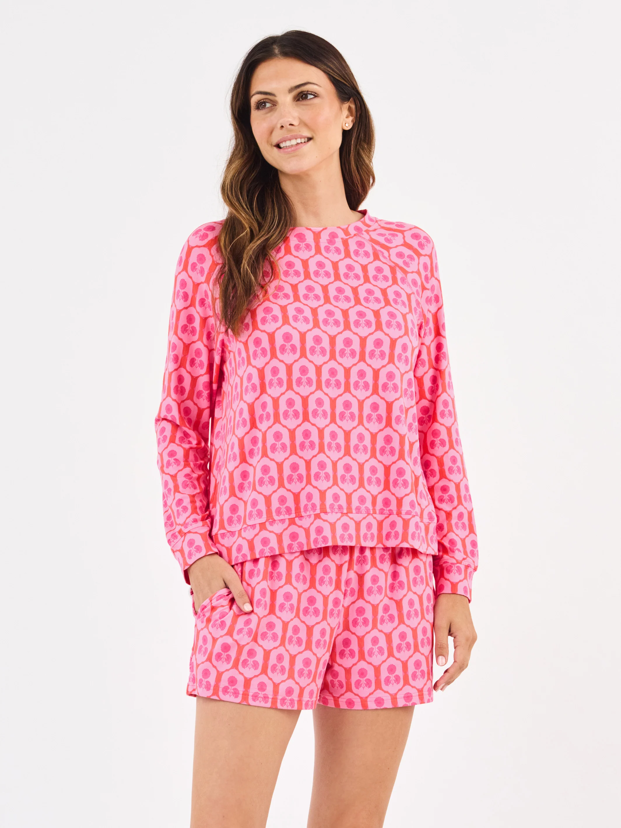 Women's Annie Shorts Set | Rosette Charm Pink