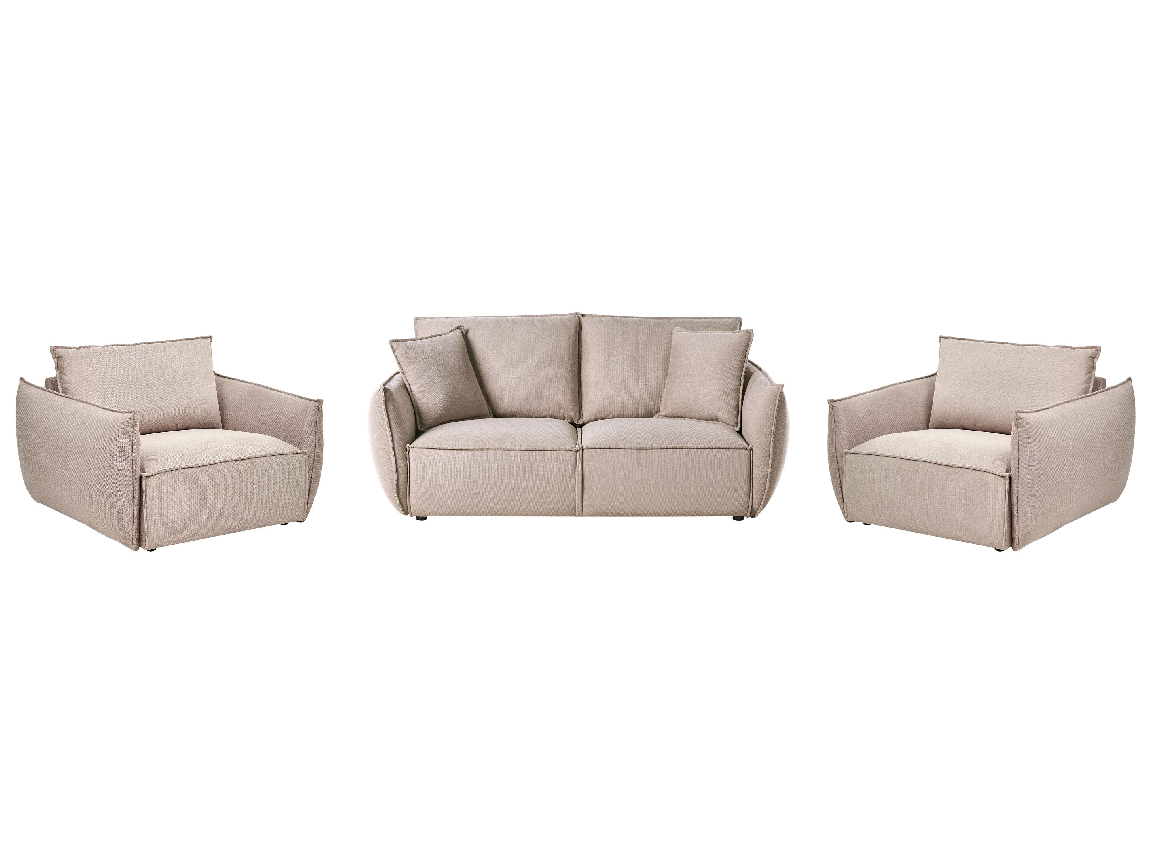 Living Room Set 5 Seater KUNES Fabric Taupe