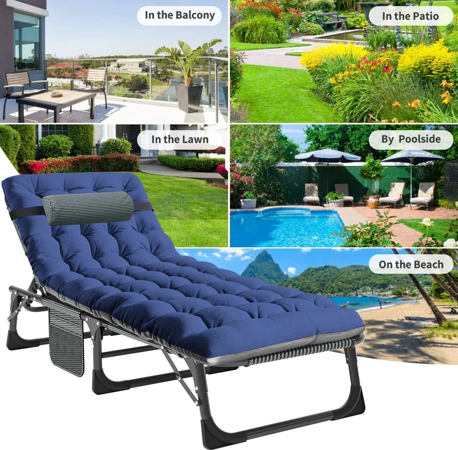 Slsy 5-Position Adjustable Folding Lounge Chair And Cot - 75.2" x 25.6" x 11.8" - Image 127 Slsy 5-Position Adjustable Folding Lounge Chair And Cot - 75.2" x 25.6" x 11.8" - Image 127