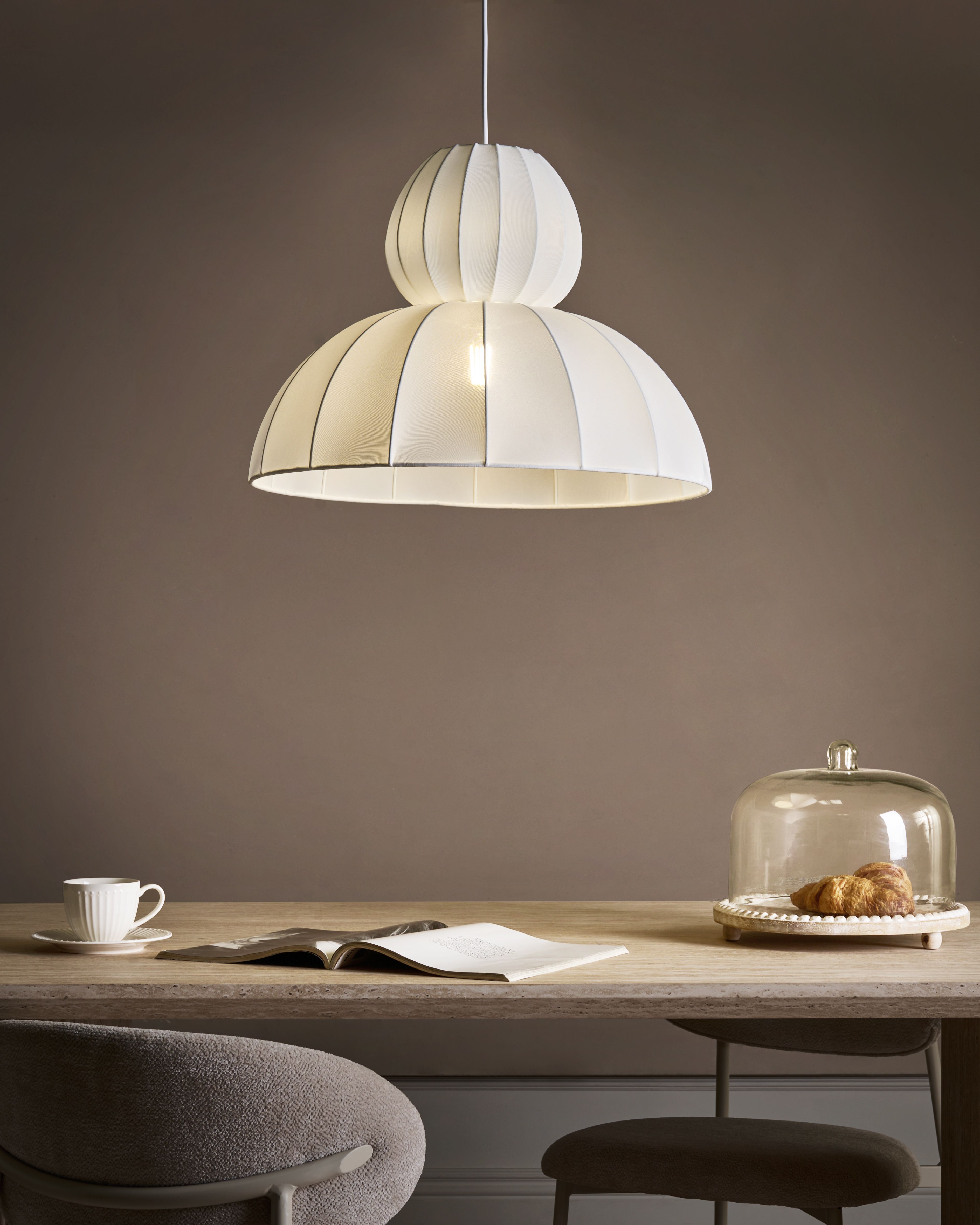 Pendant Lamp GOELETTE Faux Silk White