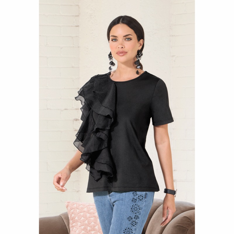 Myla Ruffle Knit Top - MIDNIGHT VELVET CATALOG