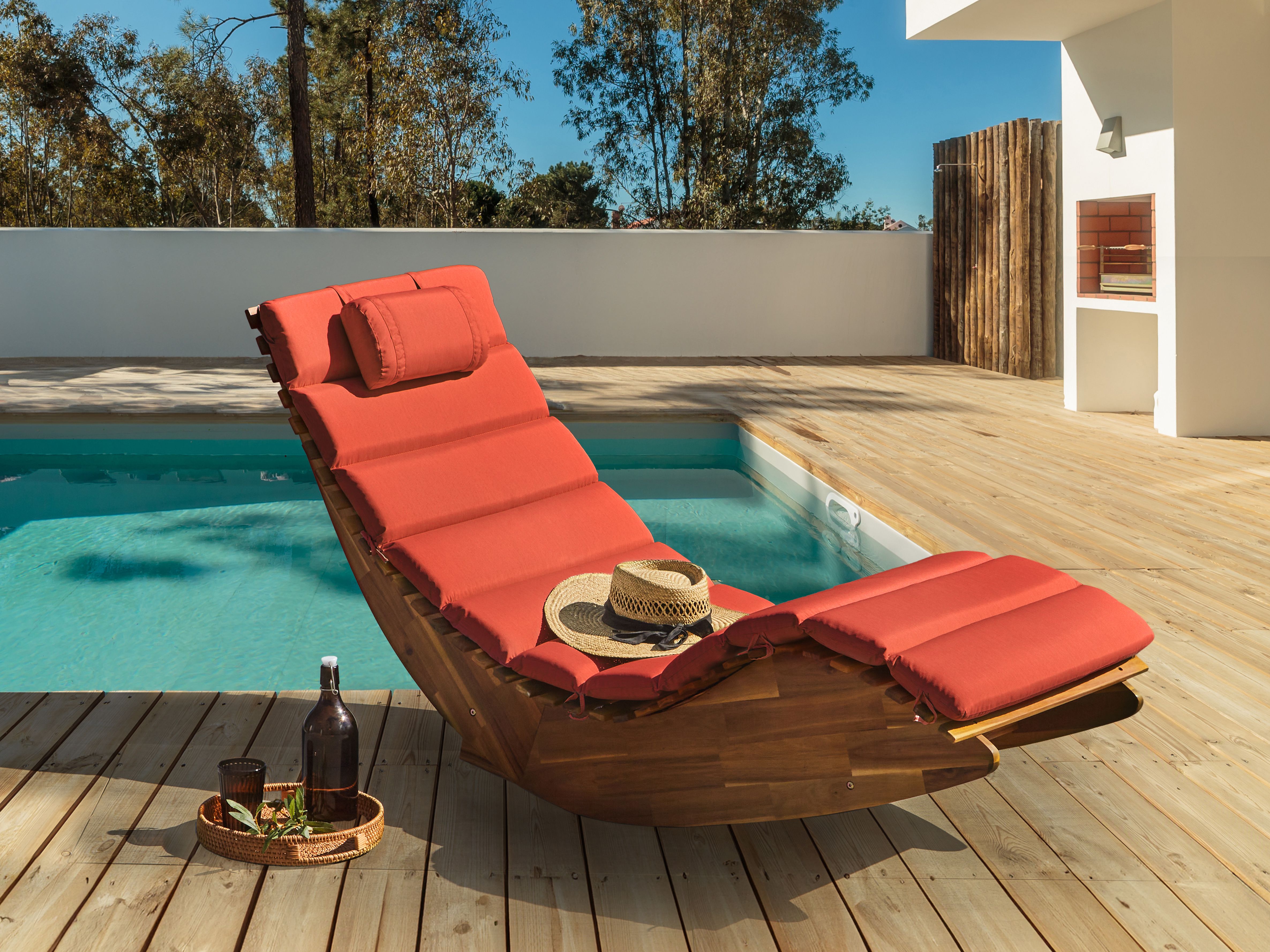 Sun Lounger Pad Cushion BRESCIA PREMIUM 180 x 60 cm Red