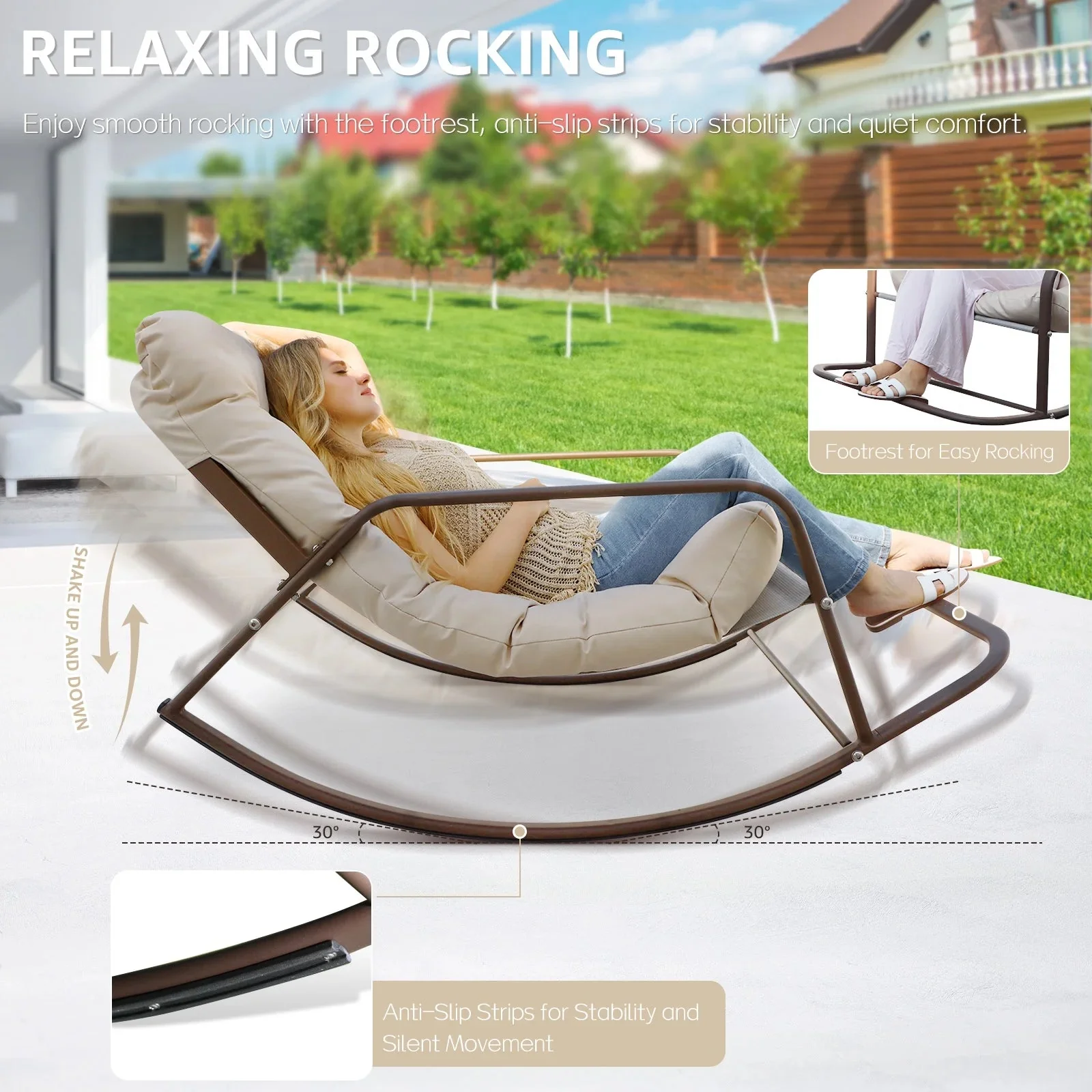 RADIATA Oversized Wicker Papasan Rocking Recliner With Footrest, 450 lbs, Beige - Image 8 RADIATA Oversized Wicker Papasan Rocking Recliner With Footrest, 450 lbs, Beige - Image 8
