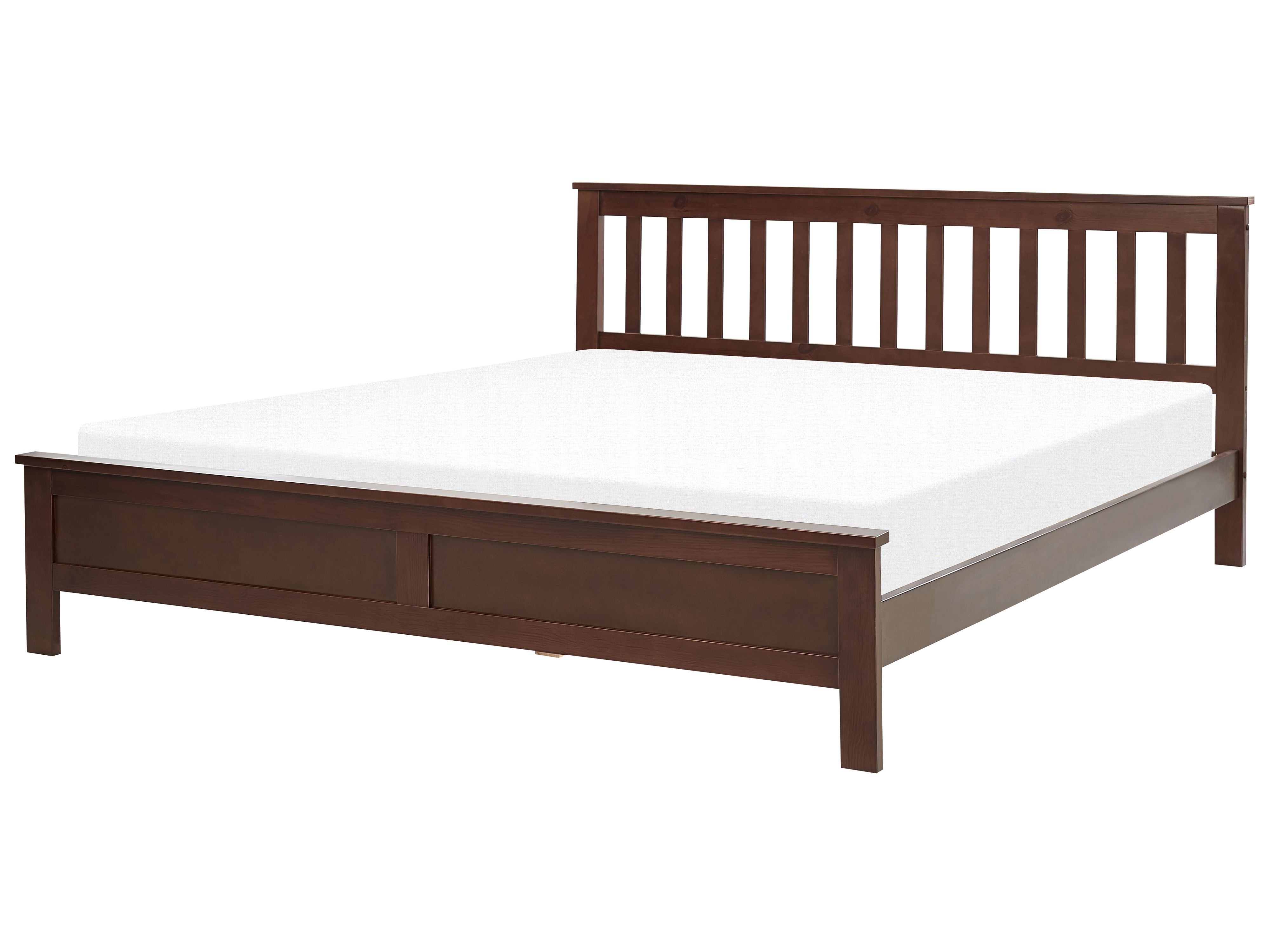 Bed Pine Wood MAYENNE 180 x 200 cm (EU Super King) Dark Brown