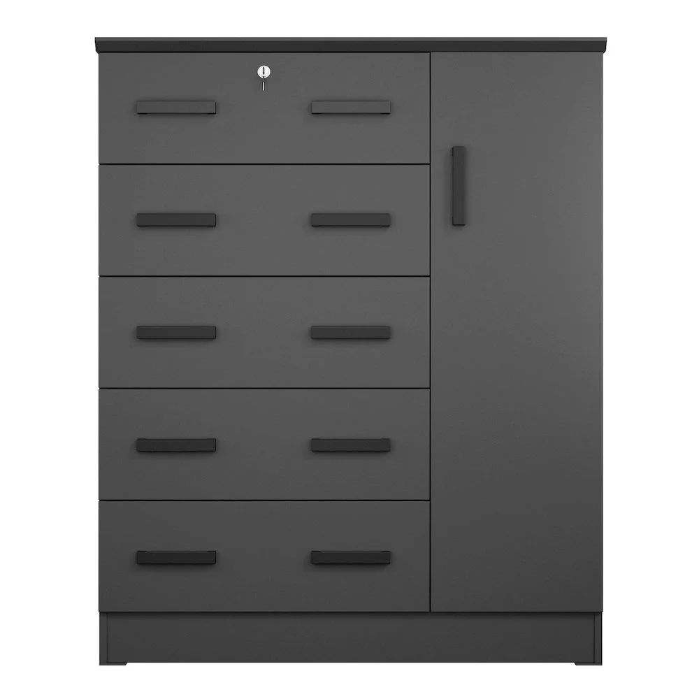 Better Home Products JCF Sofie 5 Drawer Wooden Tall Chest Wardrobe in Mahogany - Image 28