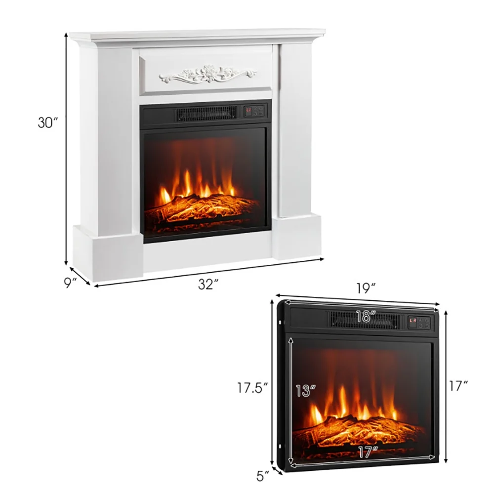 Kadyn Heater,Fireplace, Electric Fireplace, Fireplace Heater,1400W TV Stand Electric Fireplace Mantel with Remote Control-White