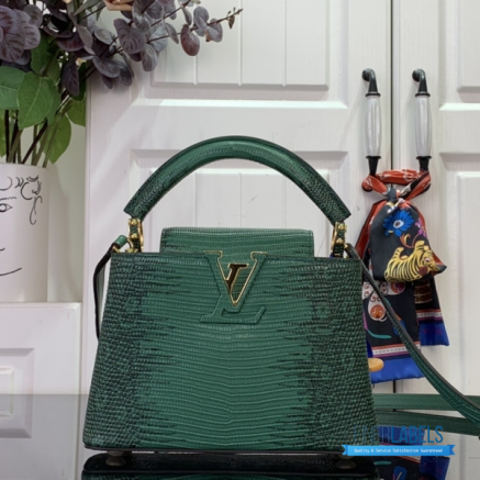 Emerald Green Lizard Embossed Mini Top Handle Handbag1:1High-quality replica