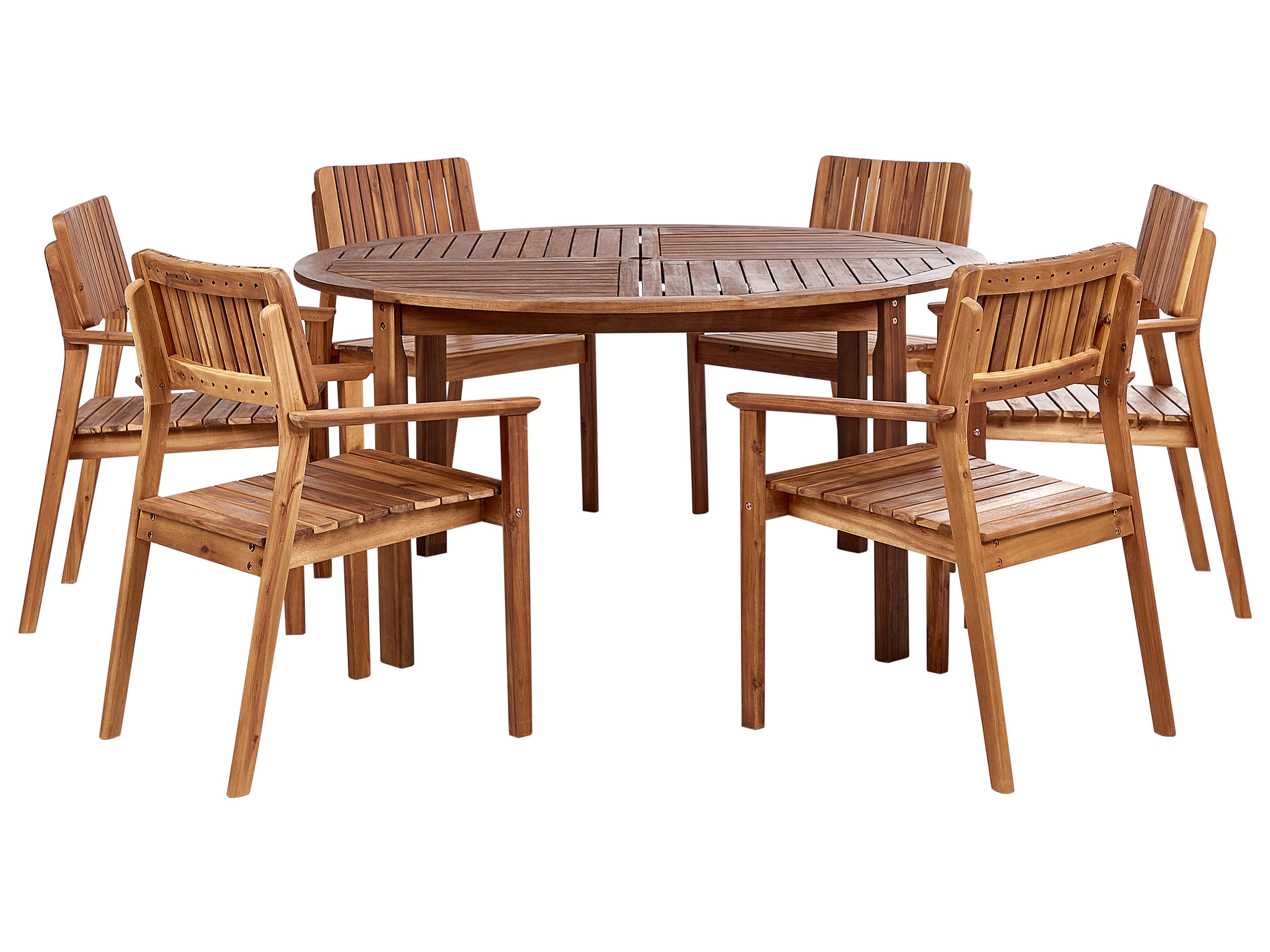 Garden Dining Set 6 Seater AGELLO Acacia Wood Brown