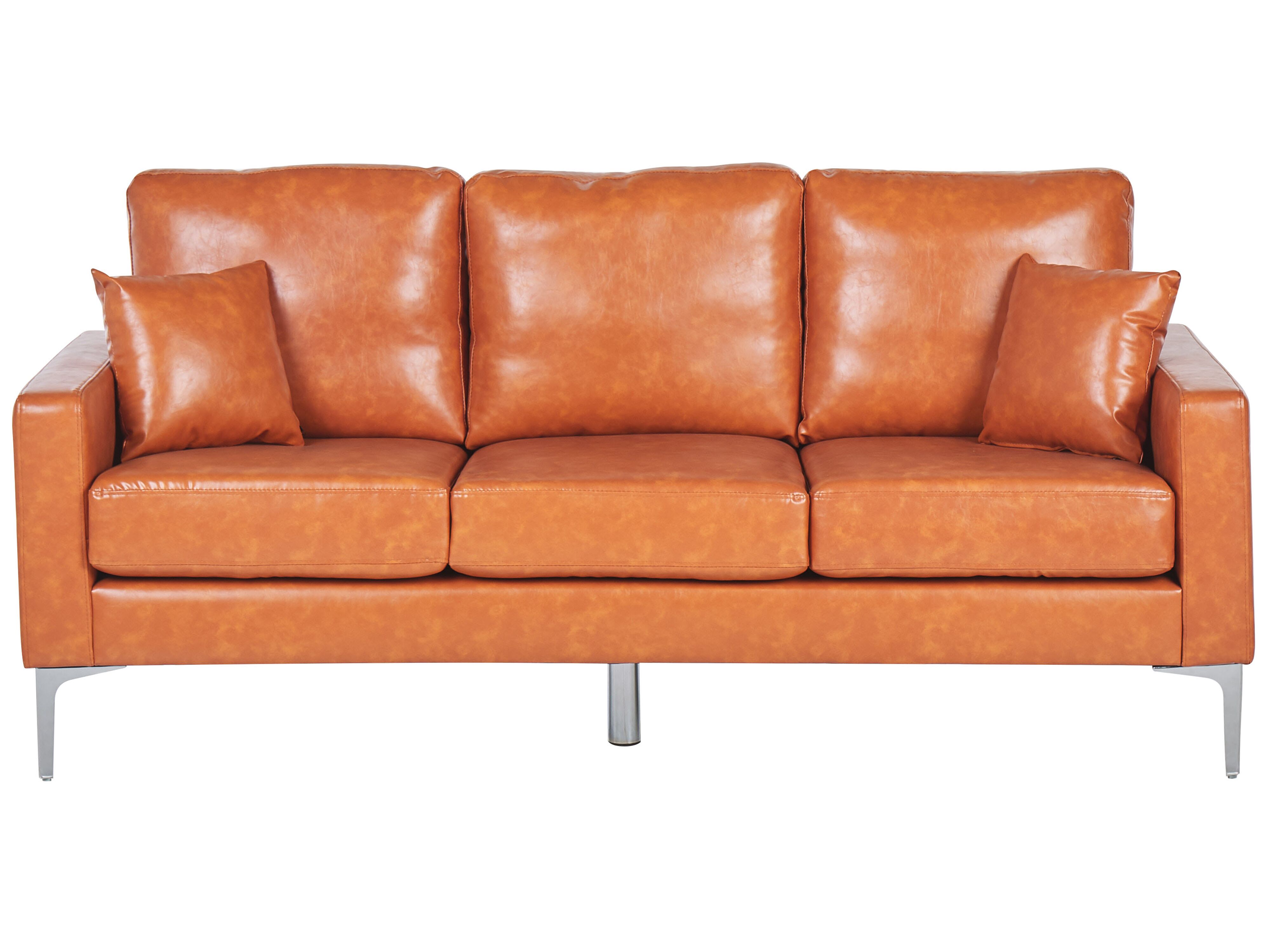 Sofa 3 Seater GAVLE Faux Leather Golden Brown