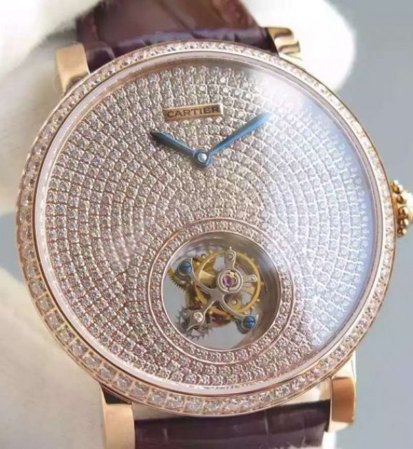 Replica Cartier Rotonde De Cartier Tourbillon RG Full Diamonds - Top club