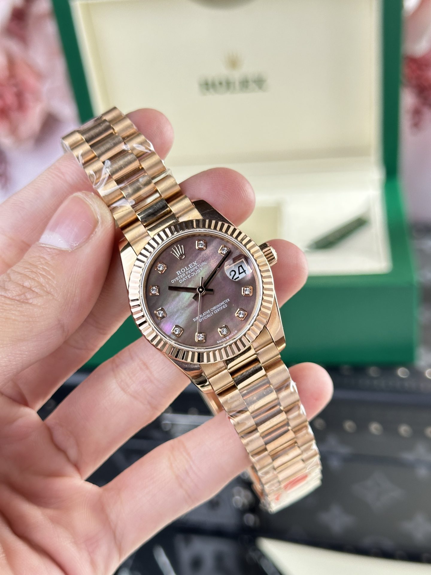 Rolex Replica Watch DateJust Rose Gold 178275 Mother Of Pearl Dial 31mm - Elite Watch Atelier