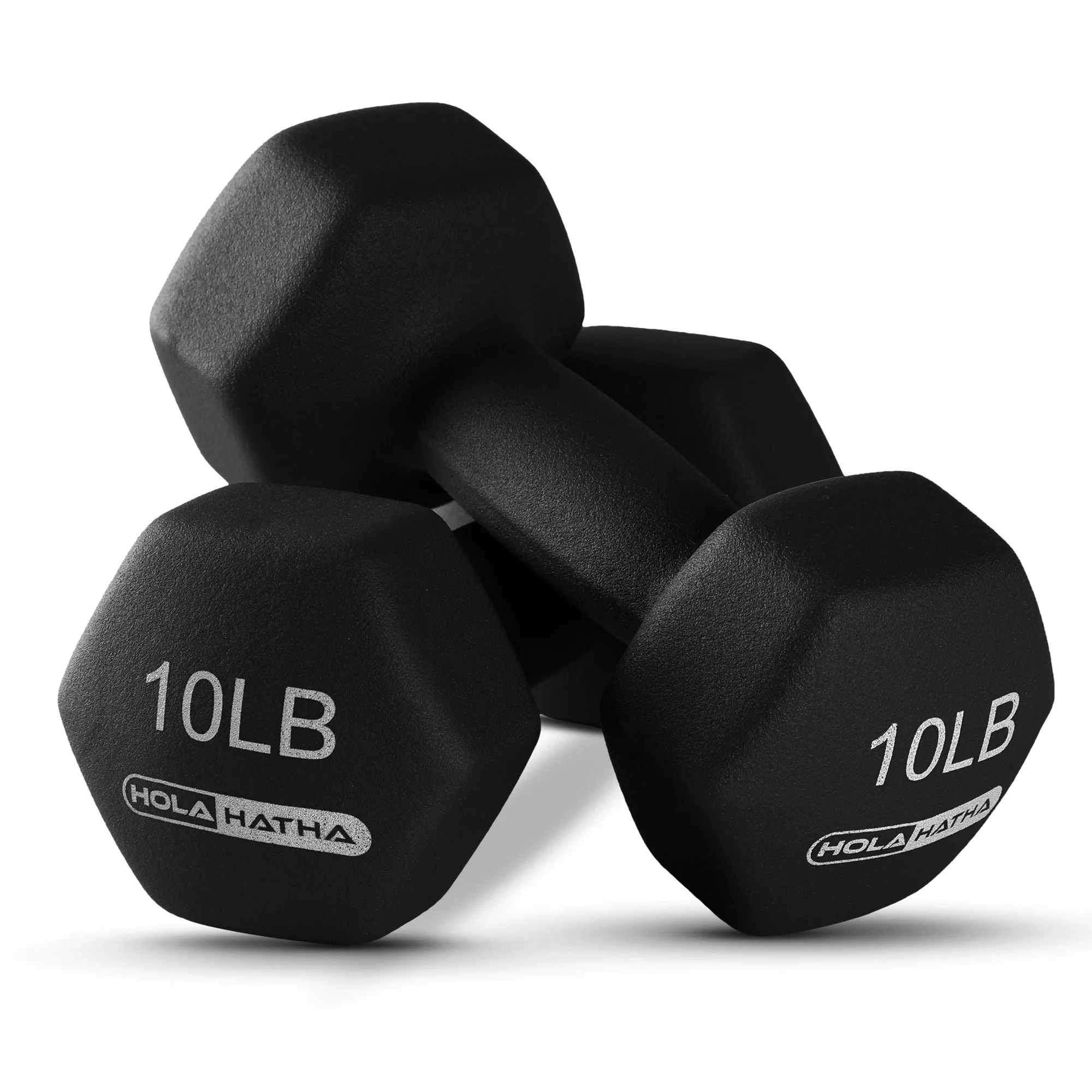 HolaHatha Neoprene Dumbbell Weight Set with Rack (Black), 112.5 lb - Image 38