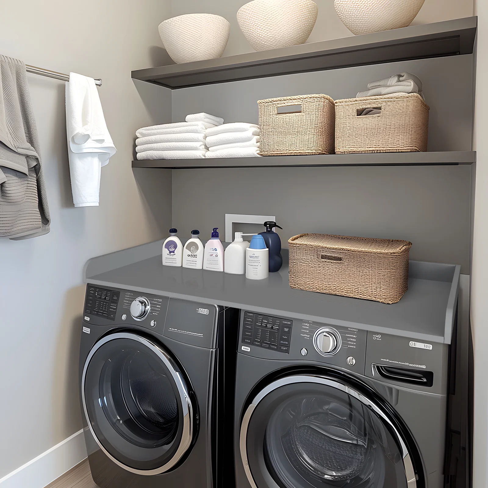 Kaboon Washer Dryer Countertop with Edge Rails, 27.5" x 54", Light Walnut - Image 65