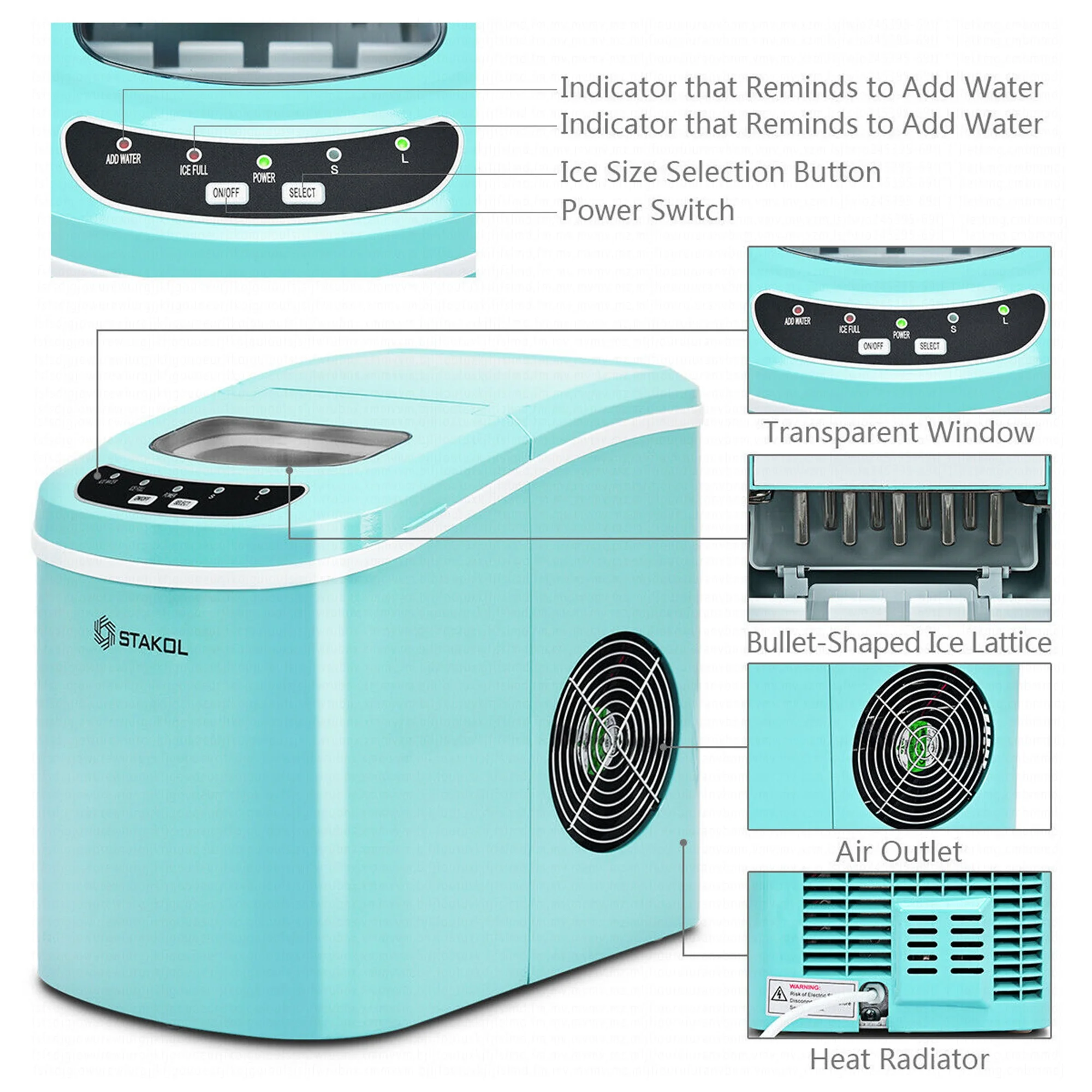 Costway Silver Portable Compact Electric Ice Maker Machine Mini Cube 26lb/Day - Image 40