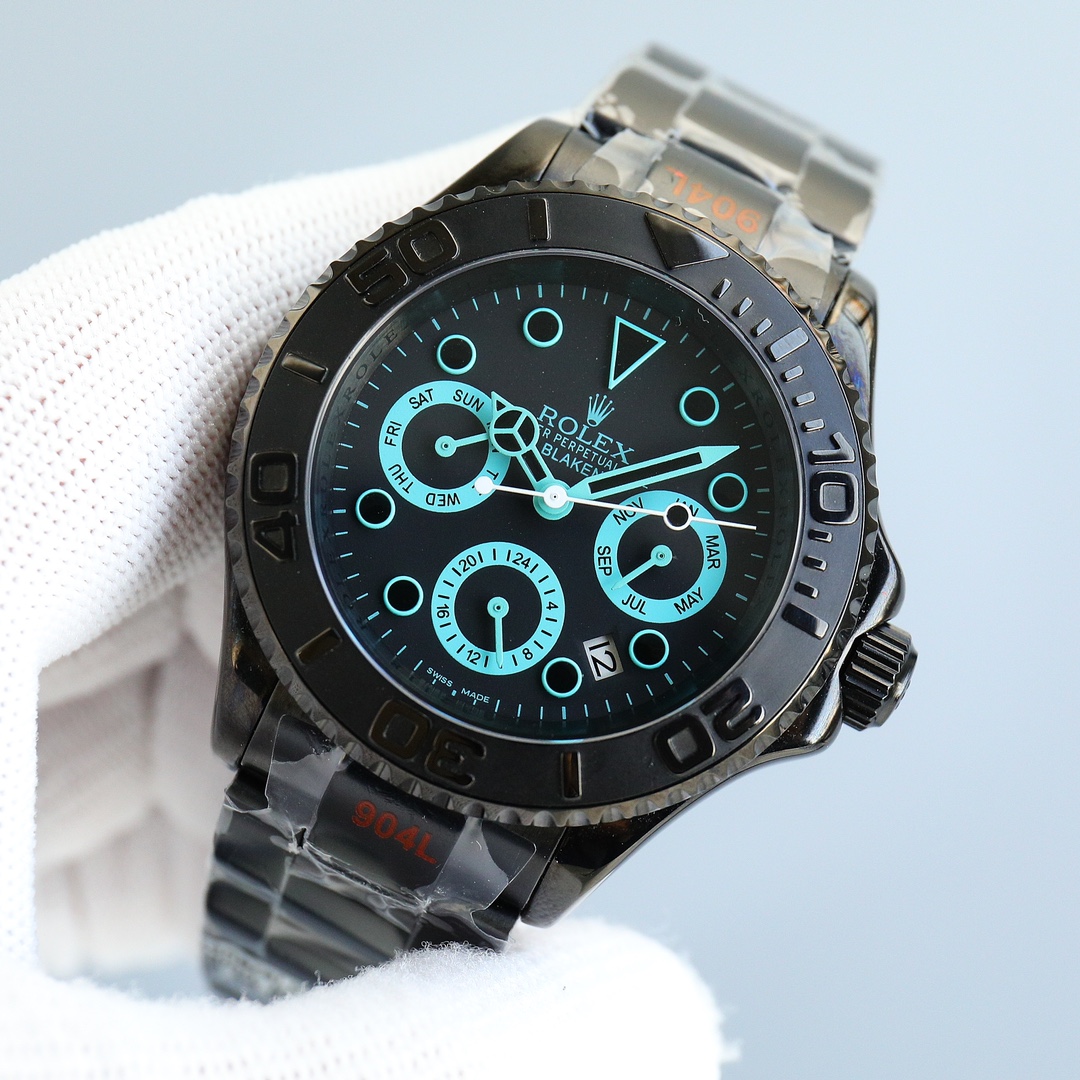 Rolex All Black Yacht Series - Versatile Limited Edition - Maximum Configuration - 40MM - Cyan(1:1 replica) - Elite Watch Atelier