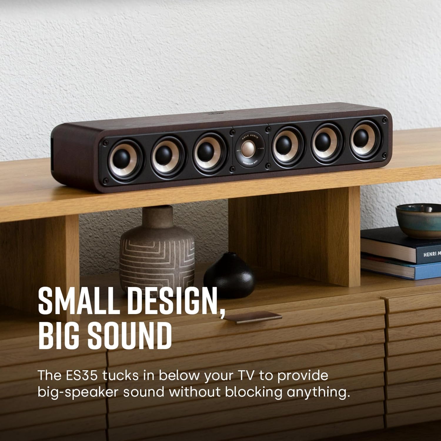 Polk Signature Elite ES35 Slim Center Channel Speaker - Hi-Res Audio Certified  Dolby Atmos & DTS:X Compatible  1