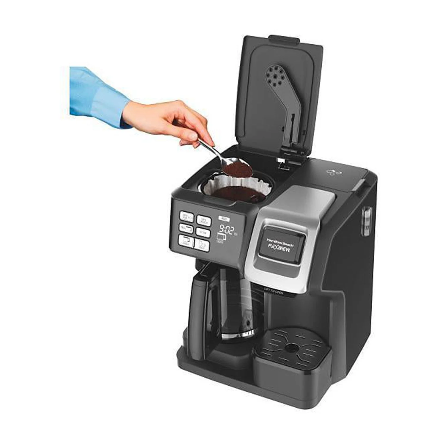 Hamilton Beach FlexBrew Trio 2-Way Coffee Maker, Compatible with K-Cup Pods or Grounds, Combo, Single Serve & Full 12c Pot, Black - Image 7