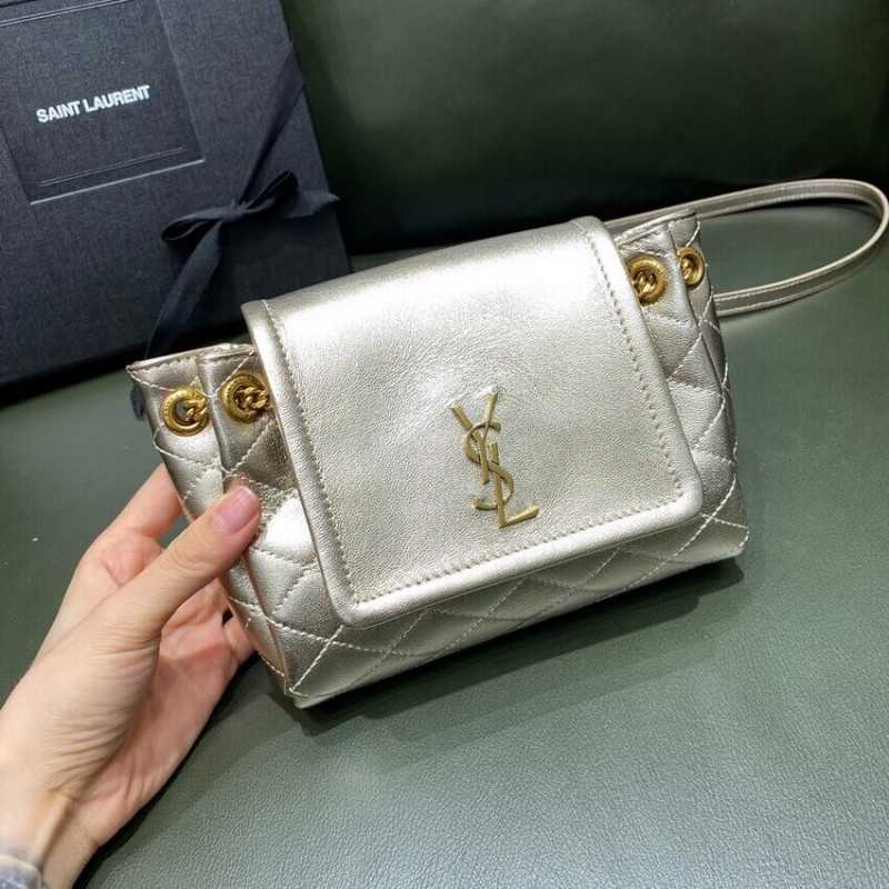 Replica Saint Laurent Nolita Mini Leather Shoulder Bag 672738 Champagne Gold1:1High-quality replica