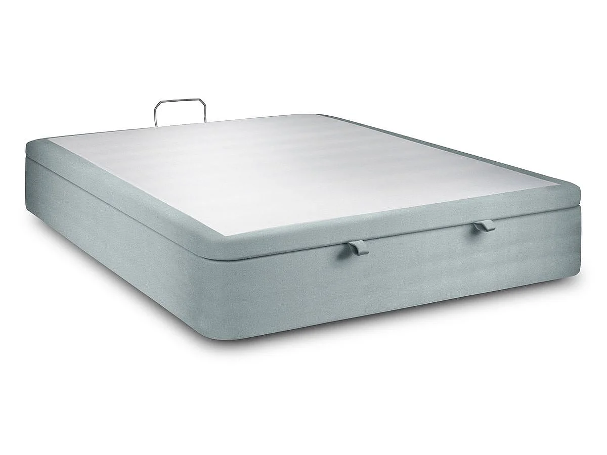 Sommier Coffre Velours Gris bleuté 160x200 H39cm