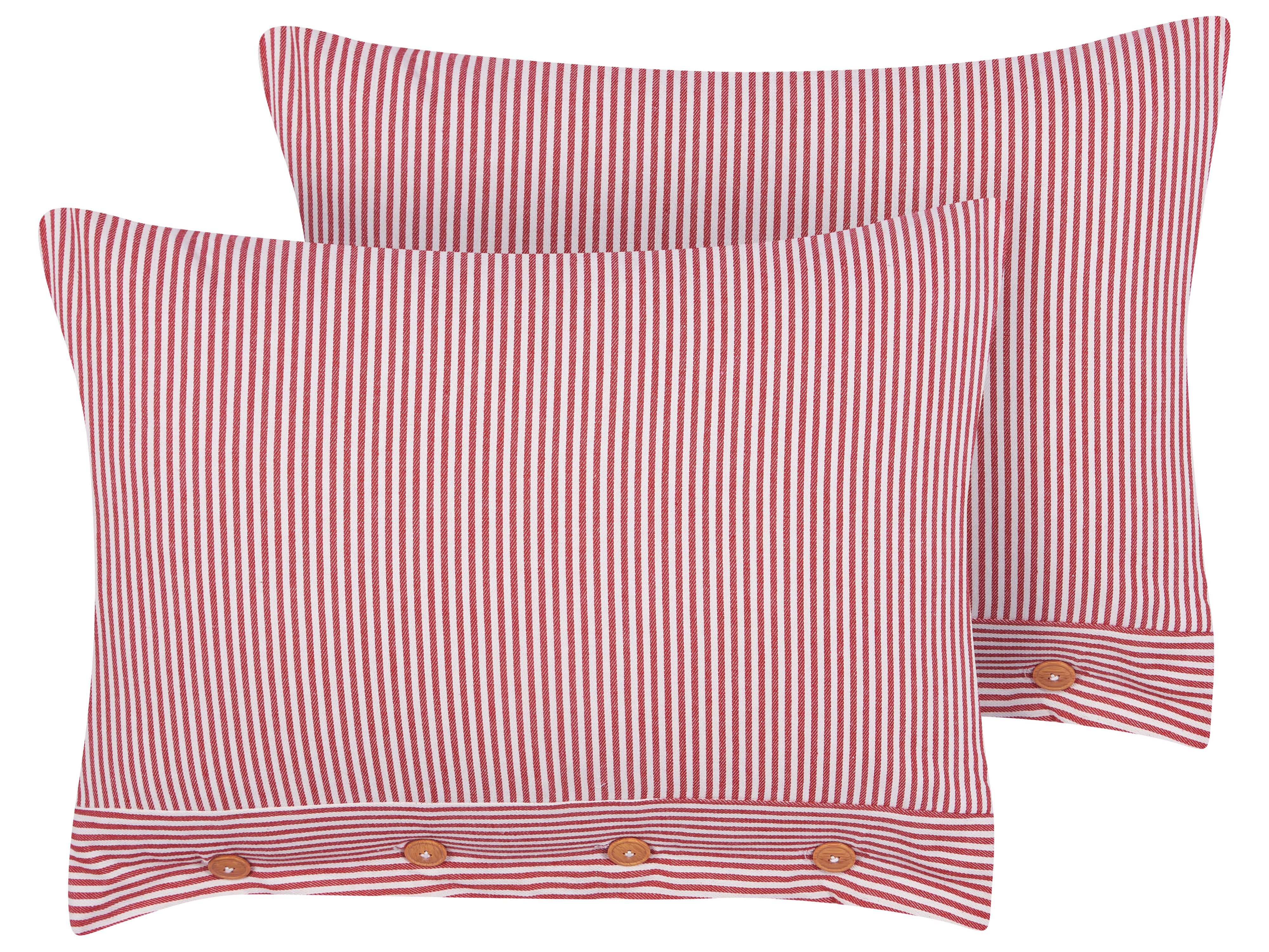 Set of 2 Decorative Cushions AALITA Cotton 40 x 60 cm Red Striped