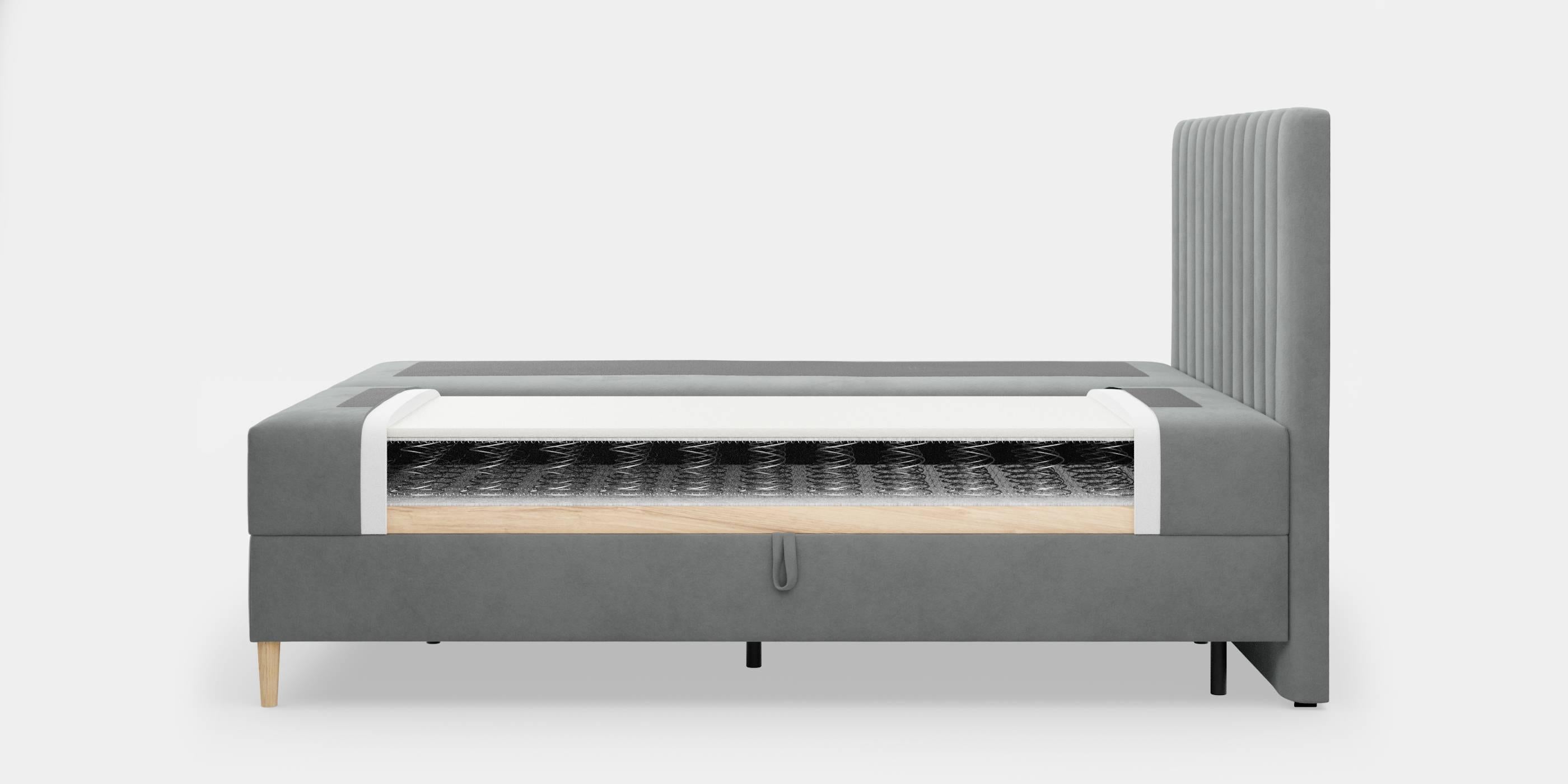 Blokker Pazara Boxspring met Opbergruimte 180 x 200 cm - Grijs / Natur