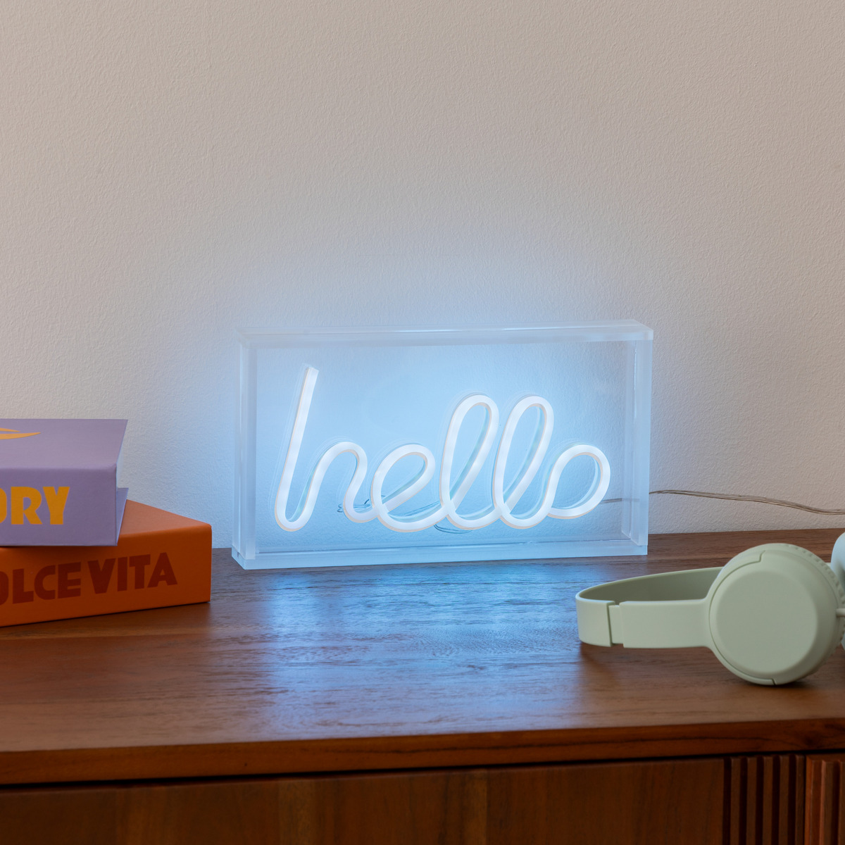 LED Neon Sign "Hello" Blue, L. 23 cm