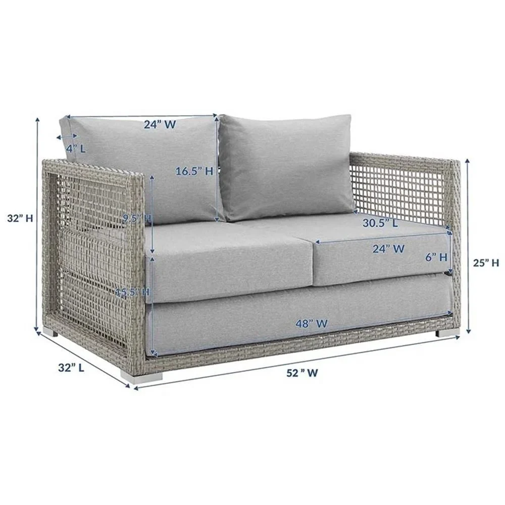 Afuera Living Wicker Patio Loveseat, Gray - 52in W x 32in D - Image 8 Afuera Living Wicker Patio Loveseat, Gray - 52in W x 32in D - Image 8