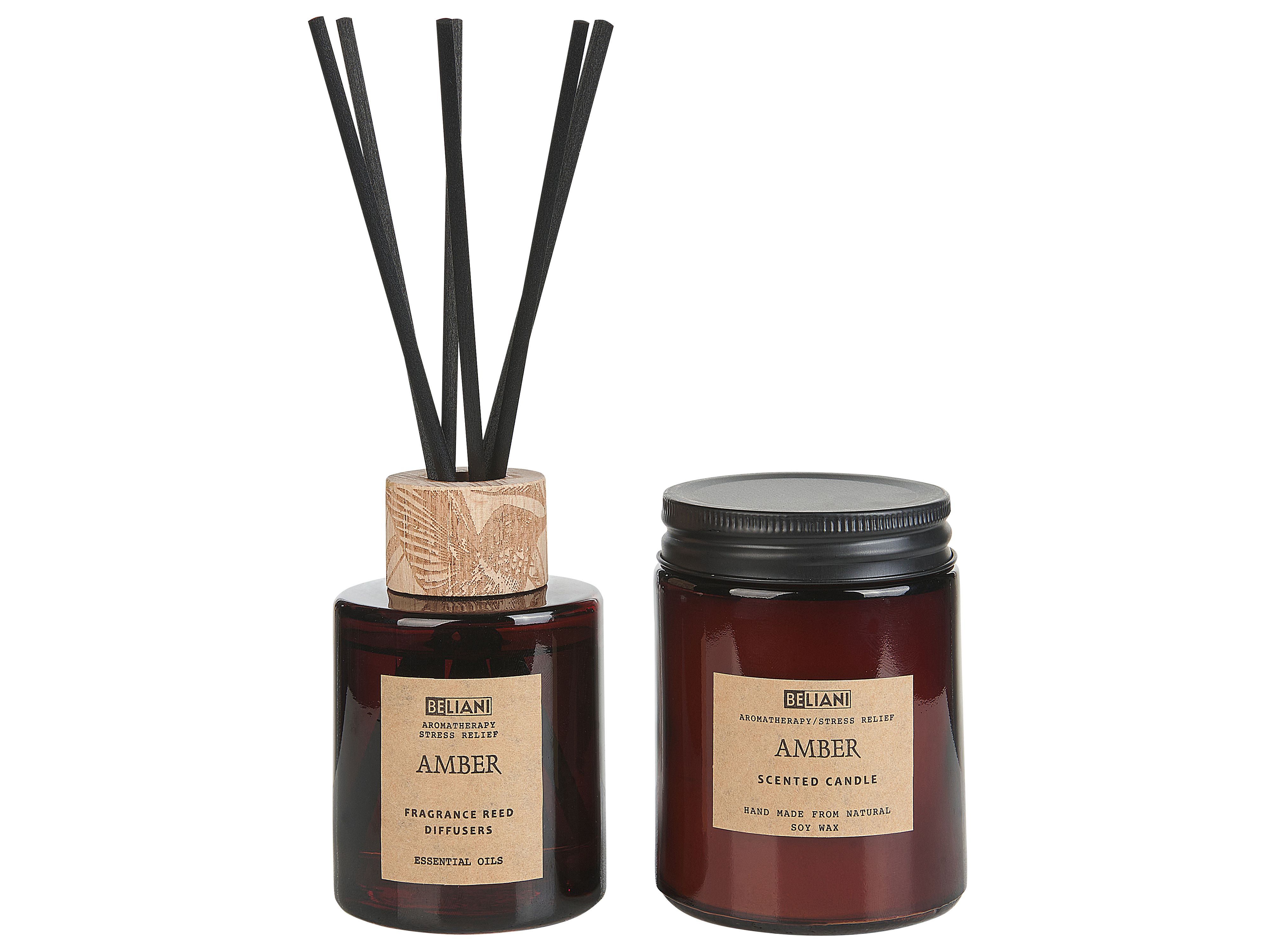 Scented Candle with Fragrance Reed Diffuser DARK ELEGANCE 9 cm Brown