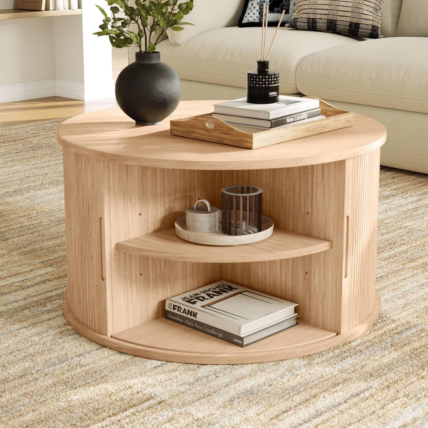 LINSY HOME Round Coffee Table, 31.5
