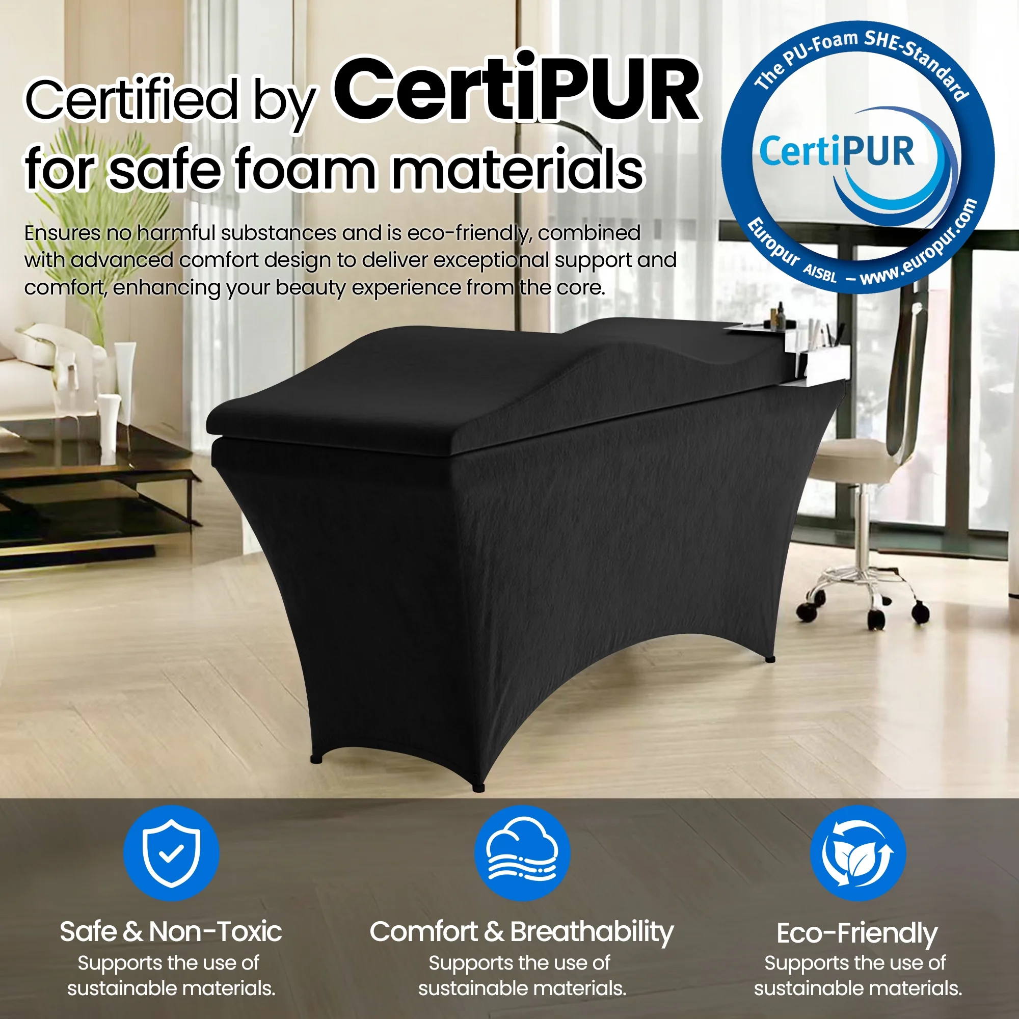 Lash Bed Foam Topper, Massage Table Memory Foam Topper, Ergonomic Curved Mattress Topper Lash Bed Cushion for Beauty Salon (71 Inches X 23.6 Inches(180cm X 60cm)) - Image 8