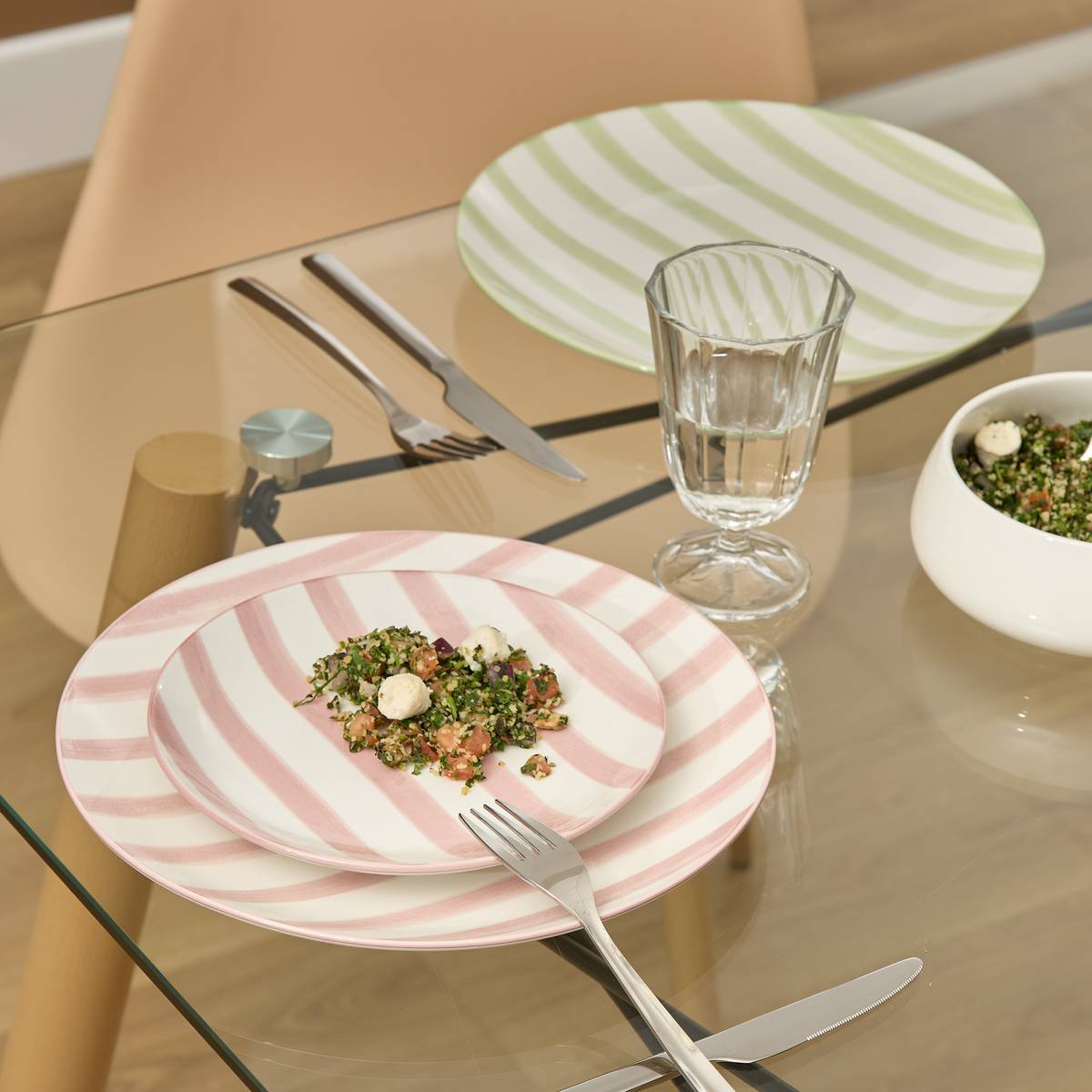 Set of 6 Dinner Plates "Charlie" Porcelain, D.26.8 cm