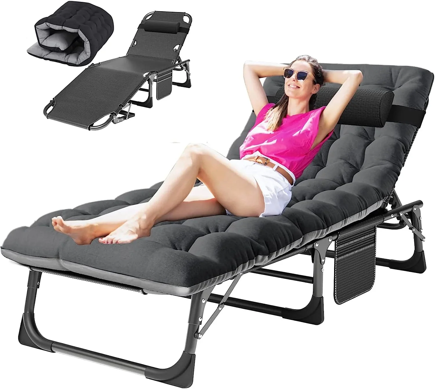 Slsy 5-Position Adjustable Folding Lounge Chair And Cot - 75.2" x 25.6" x 11.8" - Image 125 Slsy 5-Position Adjustable Folding Lounge Chair And Cot - 75.2" x 25.6" x 11.8" - Image 125