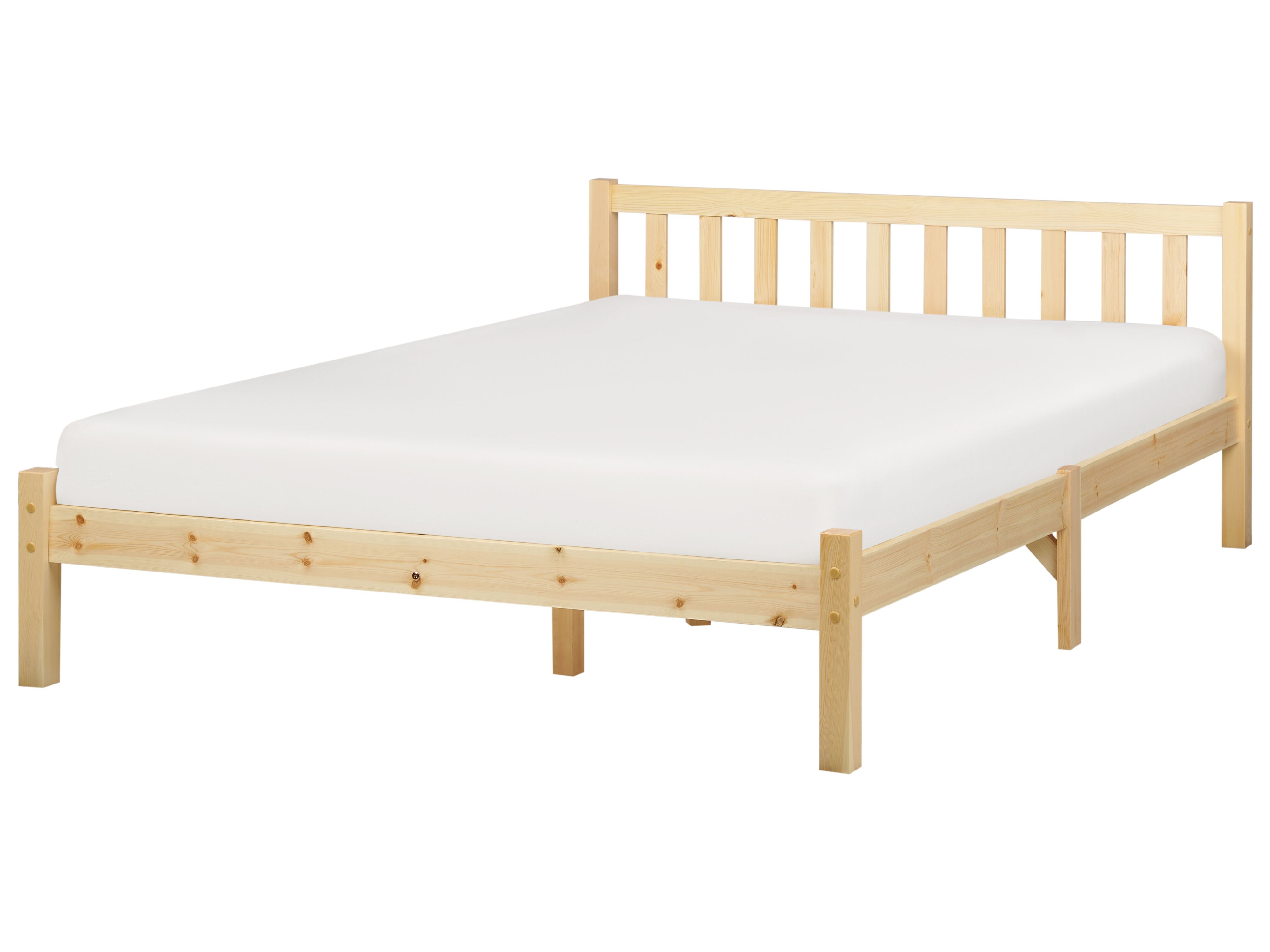 Bed Pine Wood FLORAC 140 x 200 cm (EU Double) Light Brown