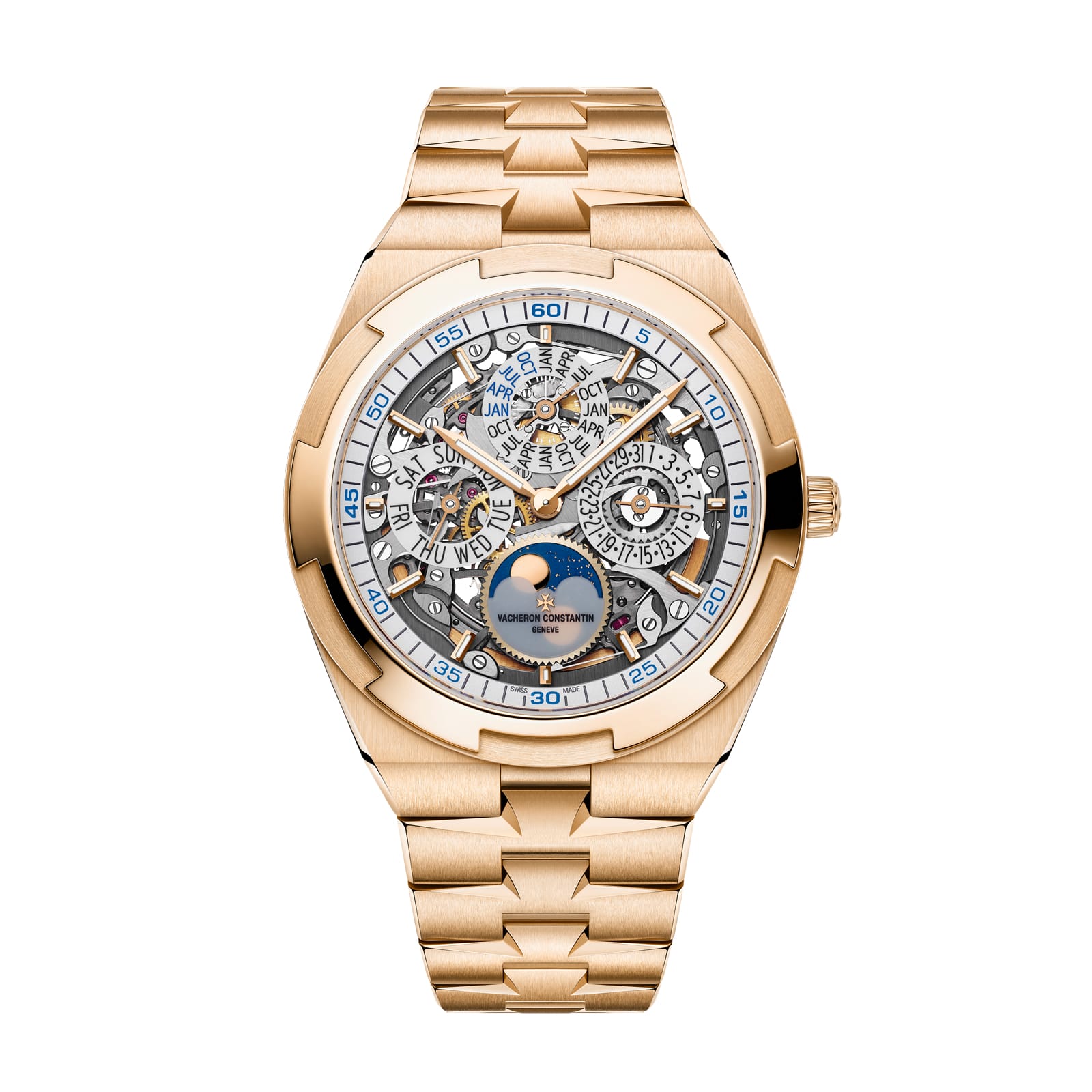 Fake Vacheron Constantin Replica Watch Overseas perpetual calendar ultra-thin skeleton Boutique Exclusive 41.5 MM PINK GOLD 4300V/220R-B547(1:1 replica) - Top club