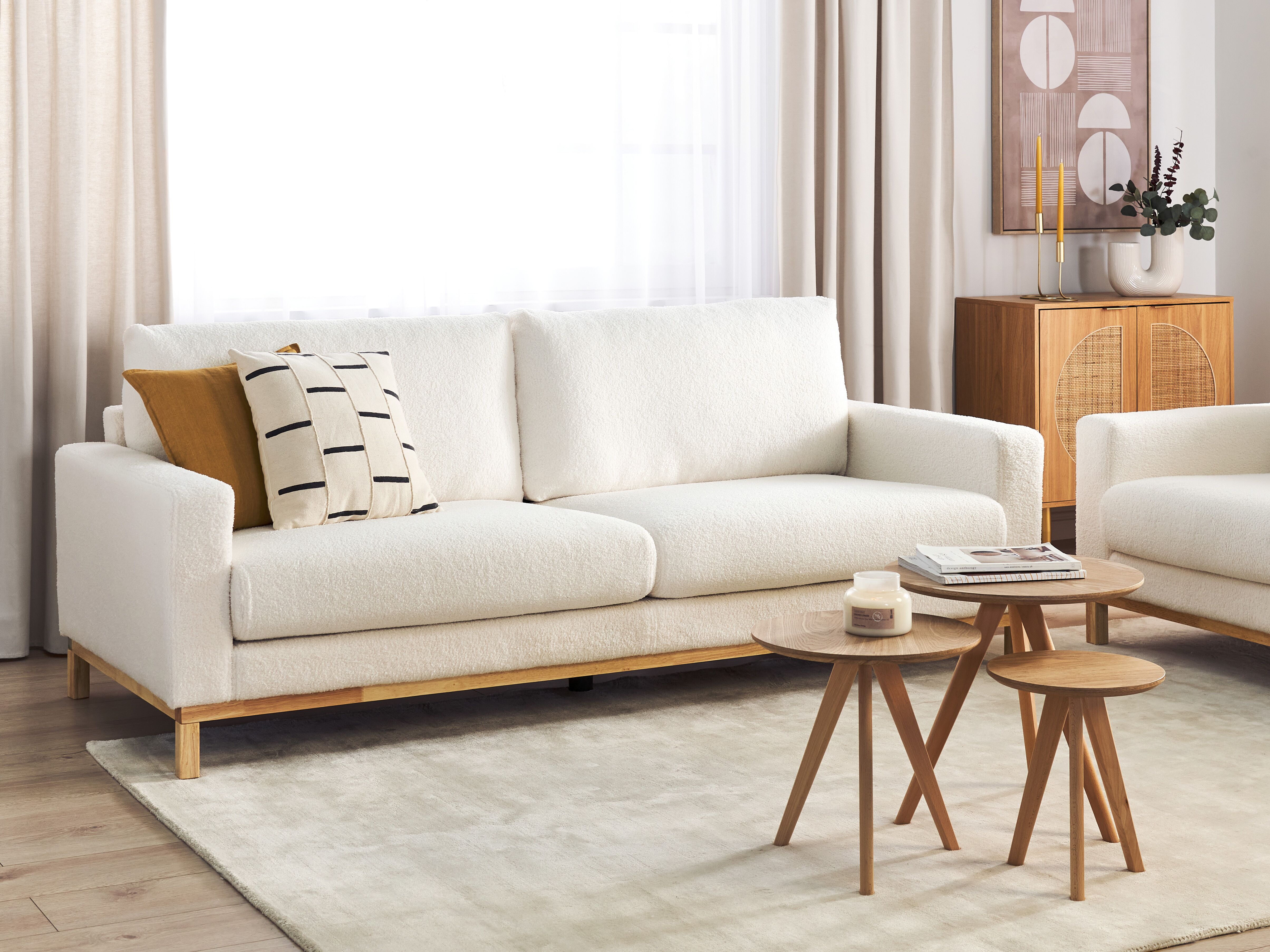 Sofa 3 Seater SIGGARD Boucle White
