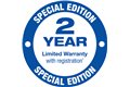slide 2 of 6, zoom in, 2 year limited warranty with registration