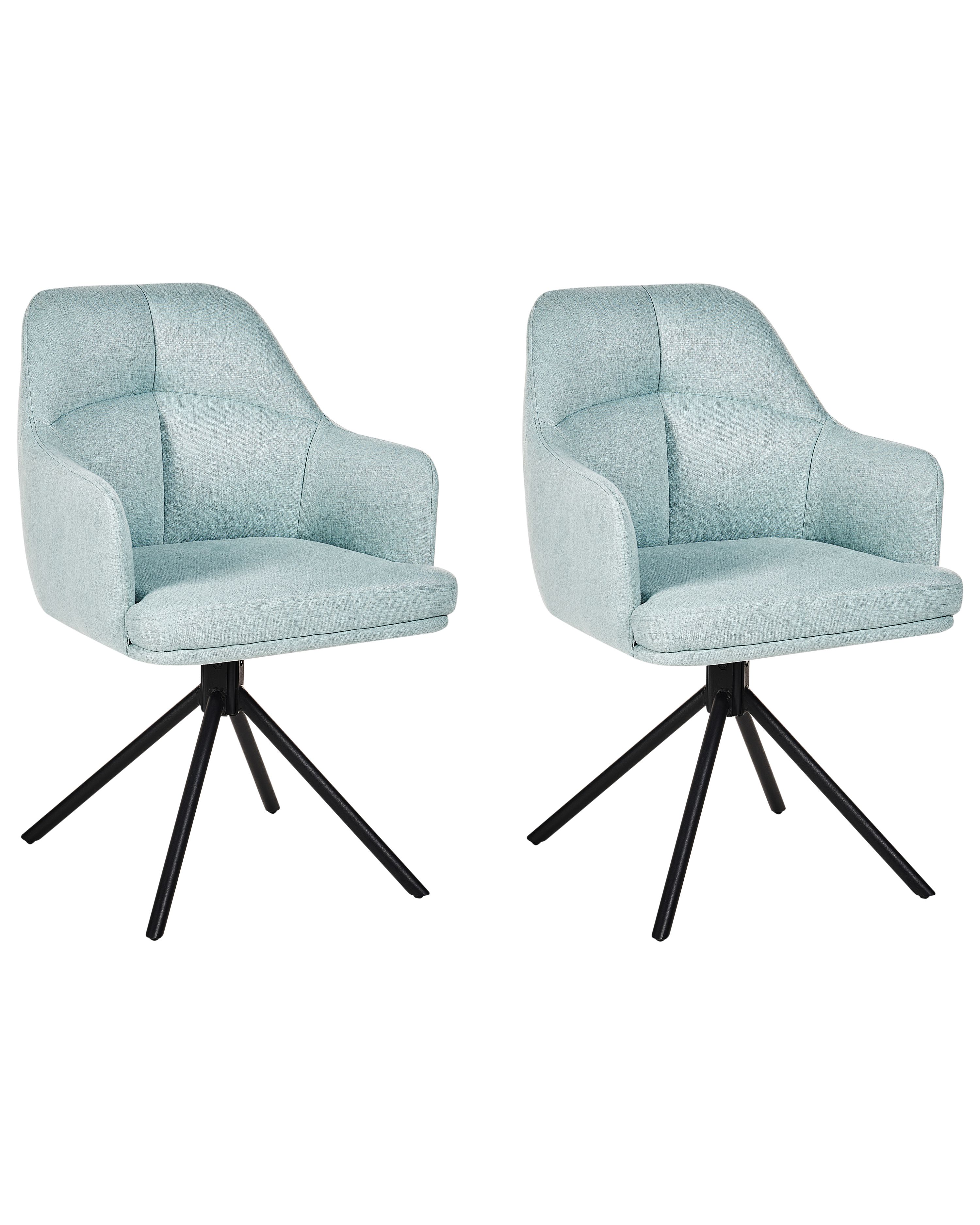 Set of 2 Dining Chairs Swivel MIRA Fabric Light Blue