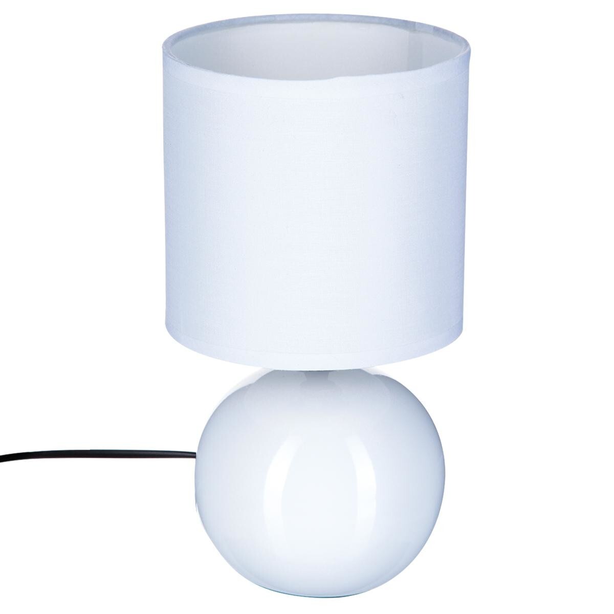 Ceramic lamp "Tim&eacute;o" Glossy white, H.25 cm
