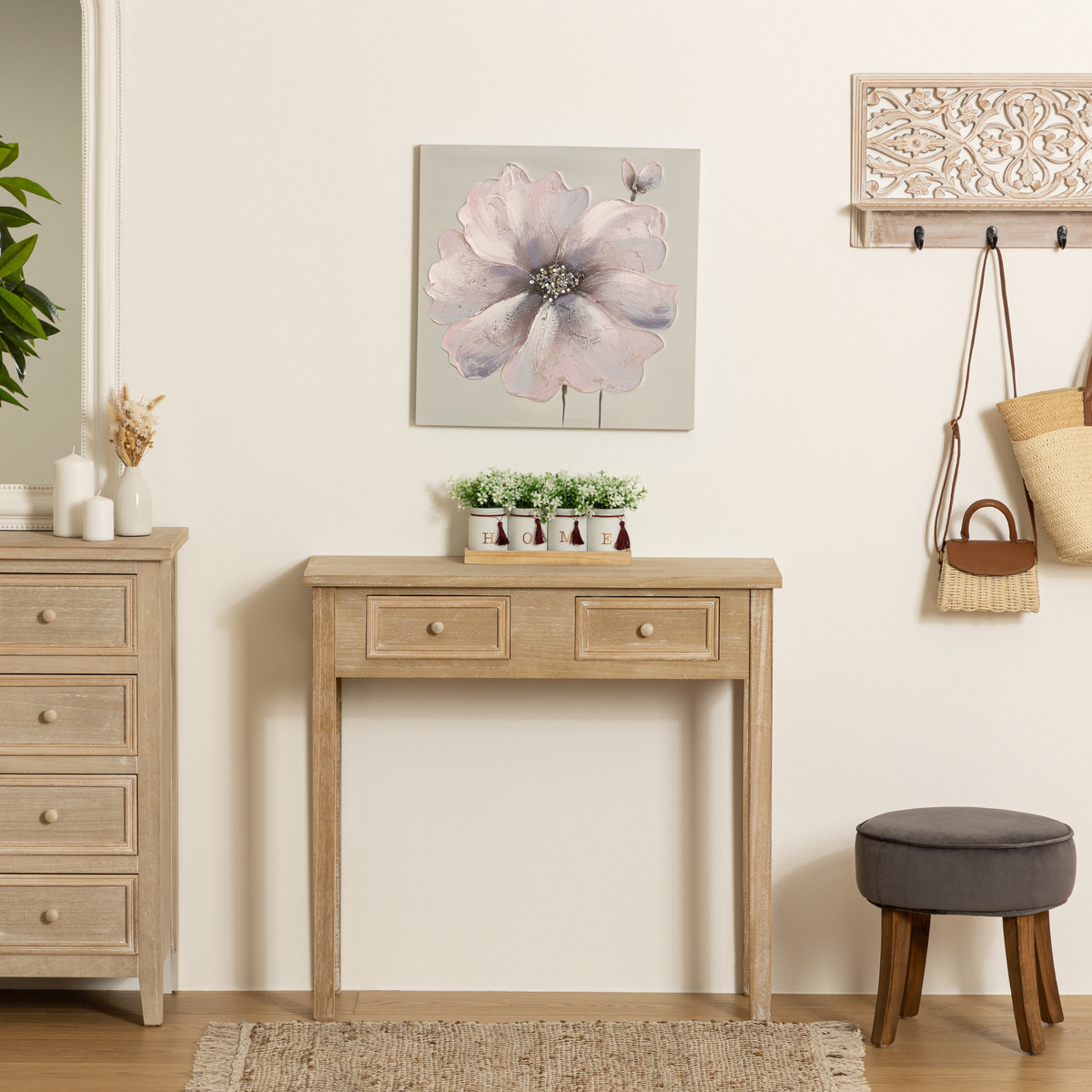 Painted canvas"Fleurs" 48x48 cm